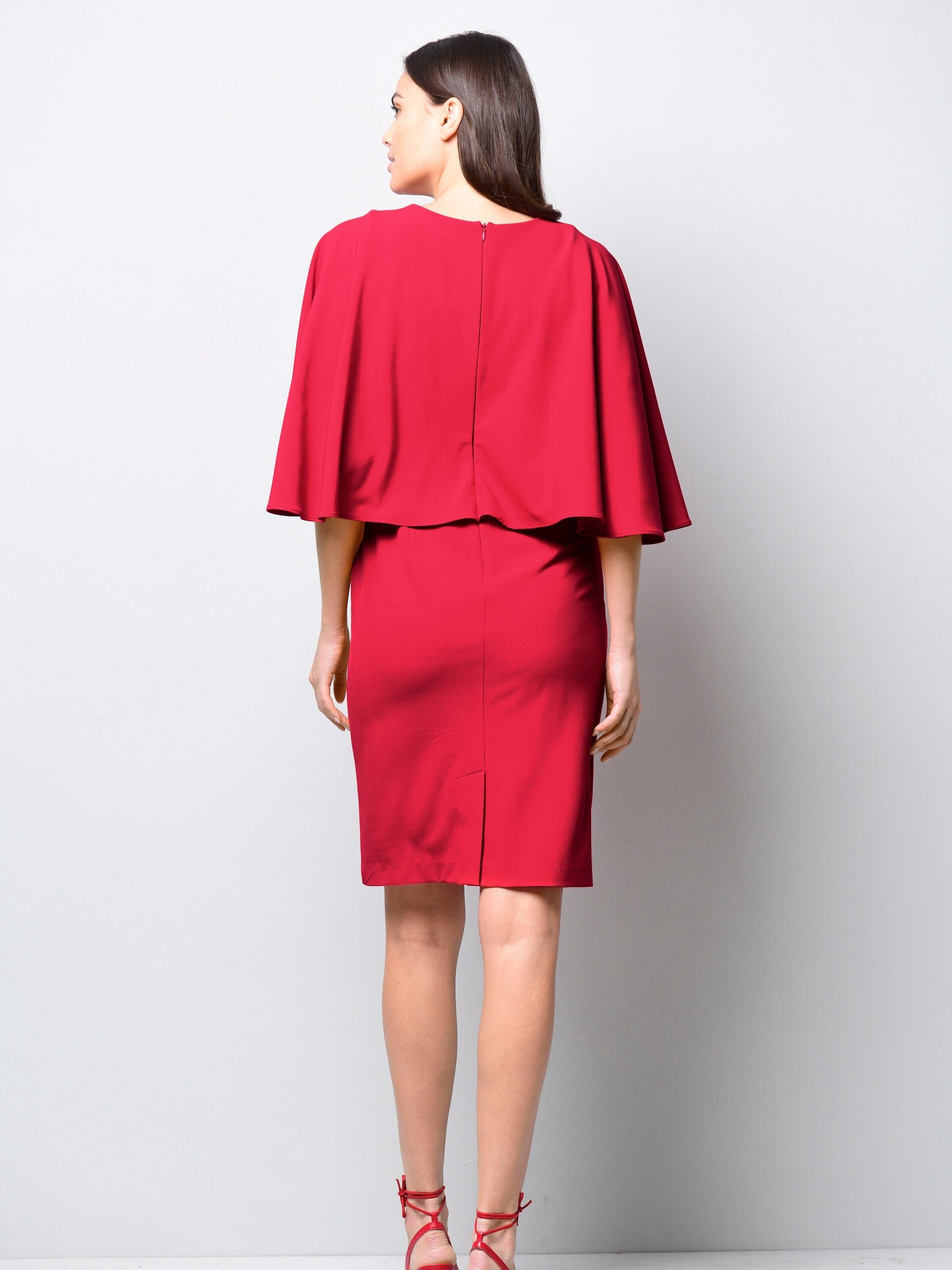 Alba Moda Midikleid Kleid in Capeoptik und Zierband in Ausschnitt