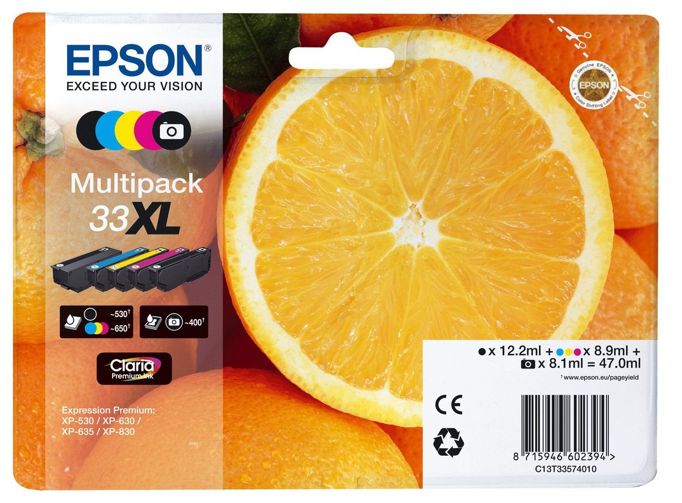 5 Original Epson 33XL Multipack (C13T33574021 C13T33574510) Tintenpatrone