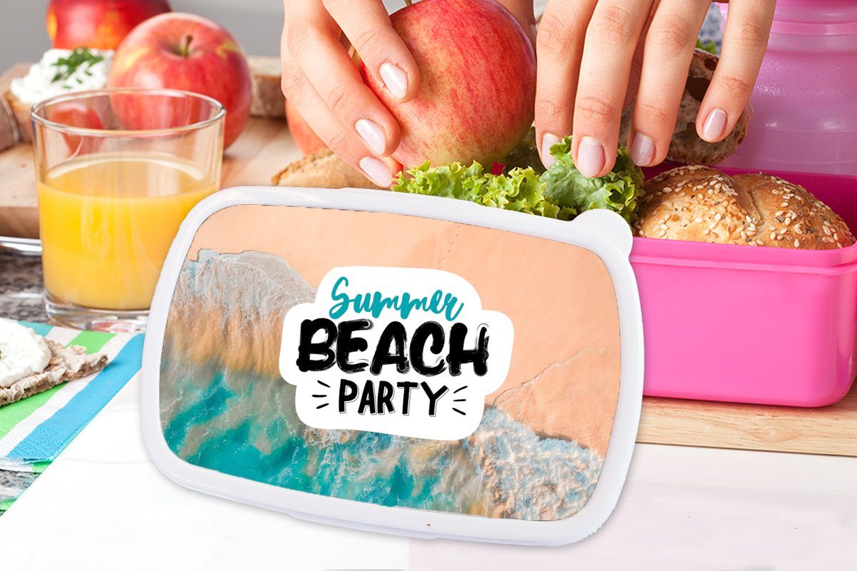 - für Brotbox Snackbox, Kunststoff Lunchbox (2-tlg), Erwachsene, Brotdose - Strand MuchoWow Sommer Kunststoff, Kinder, Mädchen, Sprichwörter, rosa