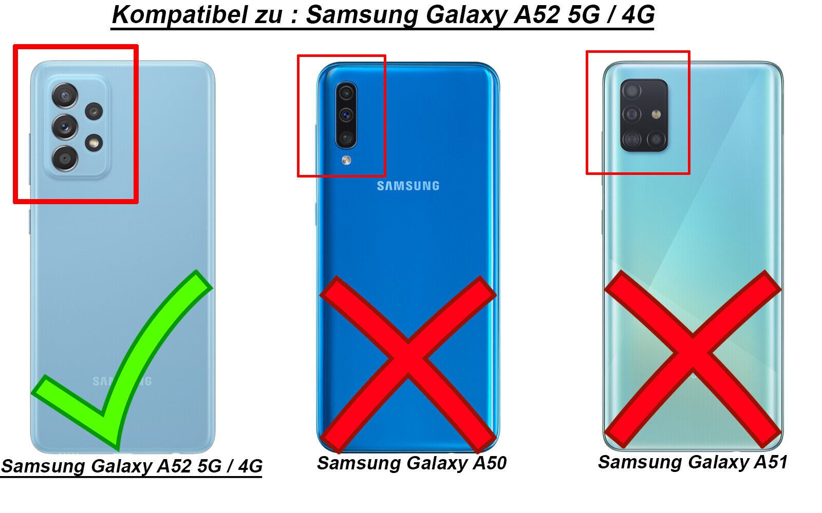 betterfon Handyhülle Handytasche für Samsung Galaxy A52 Klapphülle, Wallet Case mit Kartenfächern Magnetverschluss und weicher Innenhülle – Bild 3 von 5