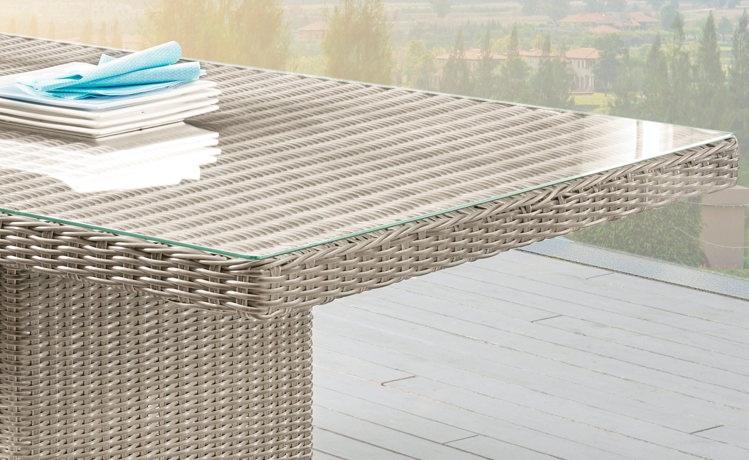 Destiny Gartentisch LUNA, (165x75x90cm), Aluminium, Polyrattan günstig online kaufen