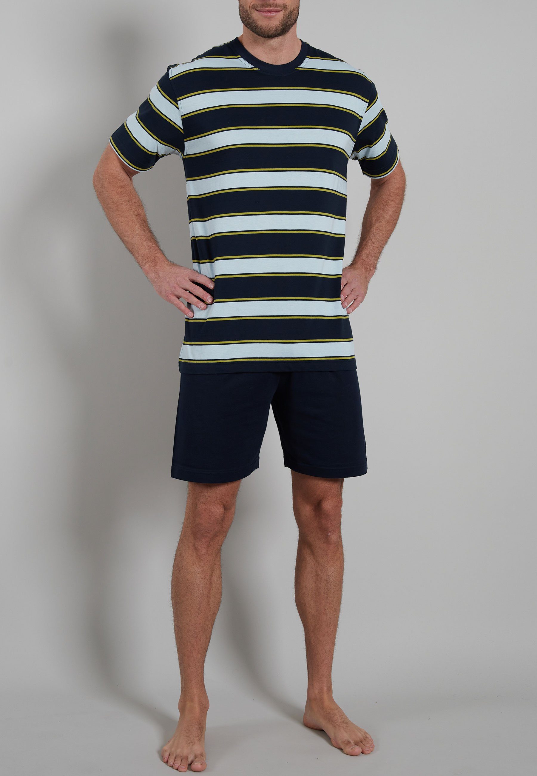 GÖTZBURG Shorty (2 tlg) Kurzarm, Rundhalsausschnitt, kurze Hose, Baumwolle