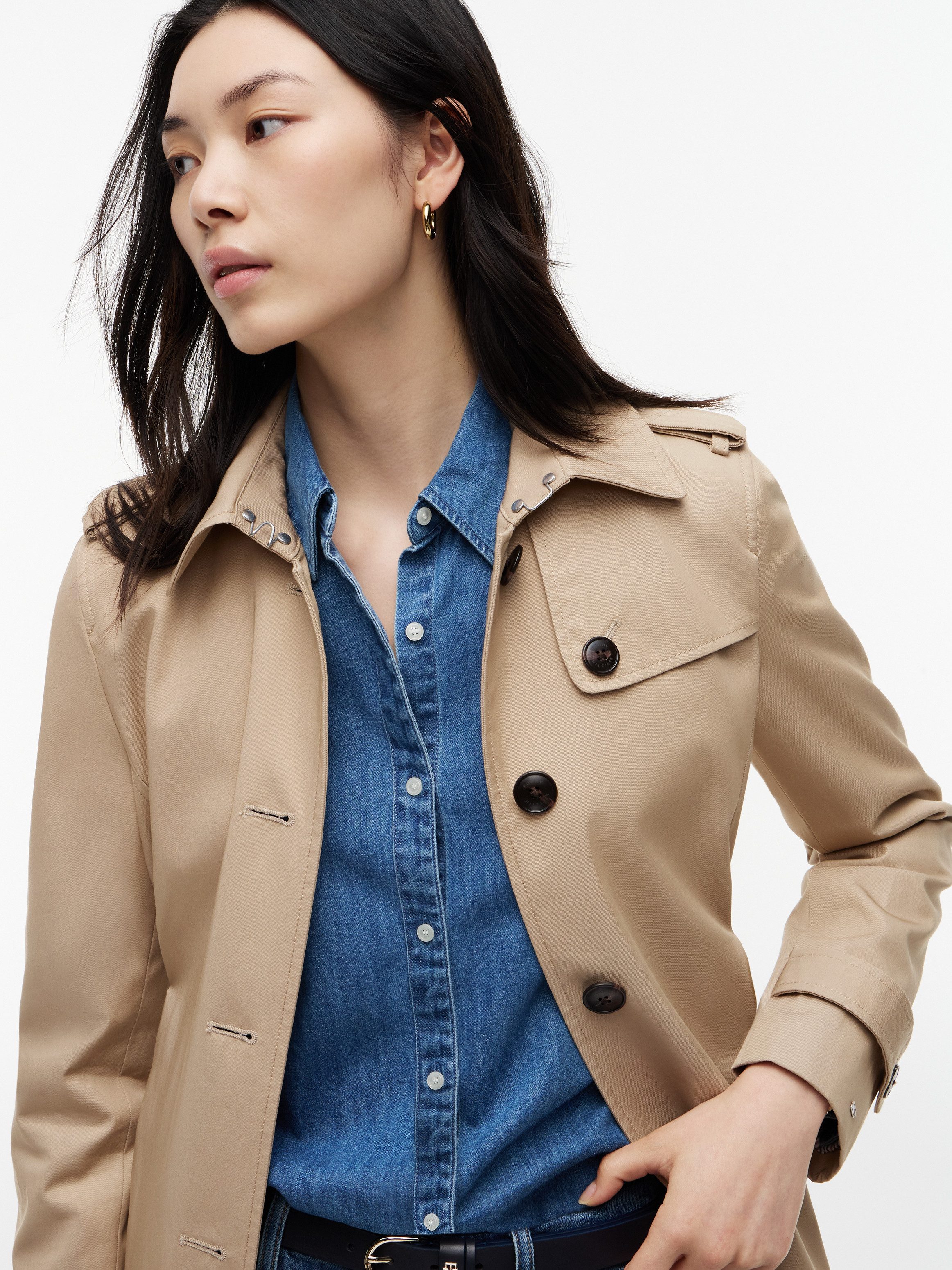 Tommy Hilfiger Langjacke HERITAGE SINGLE BREASTED TRENCH mit den typischen Trenchcoat-Details