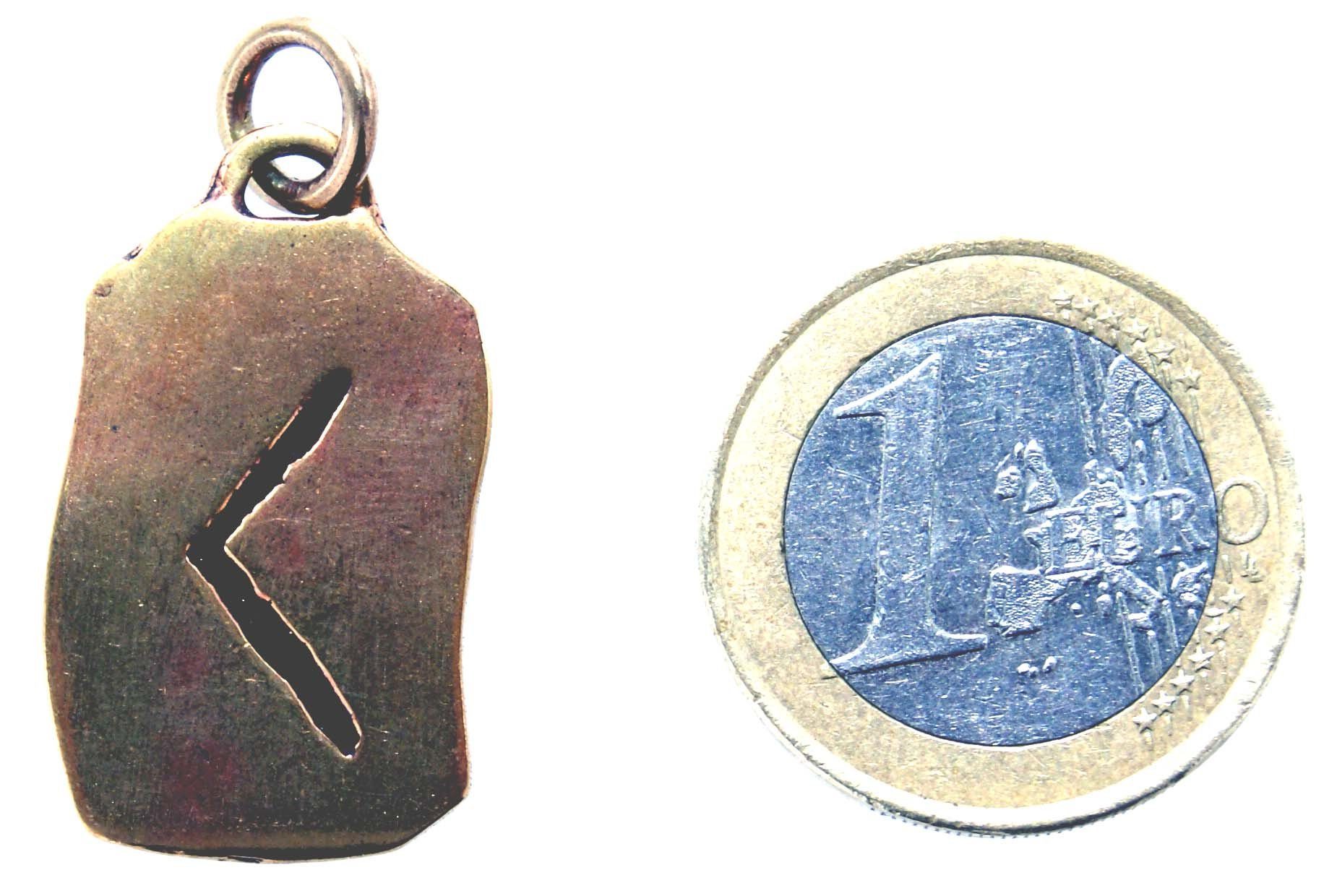 Buchstabe Ken Kiss Anhänger Kettenanhänger Rune / Bronze Runen Fackel of Leather Kenaz