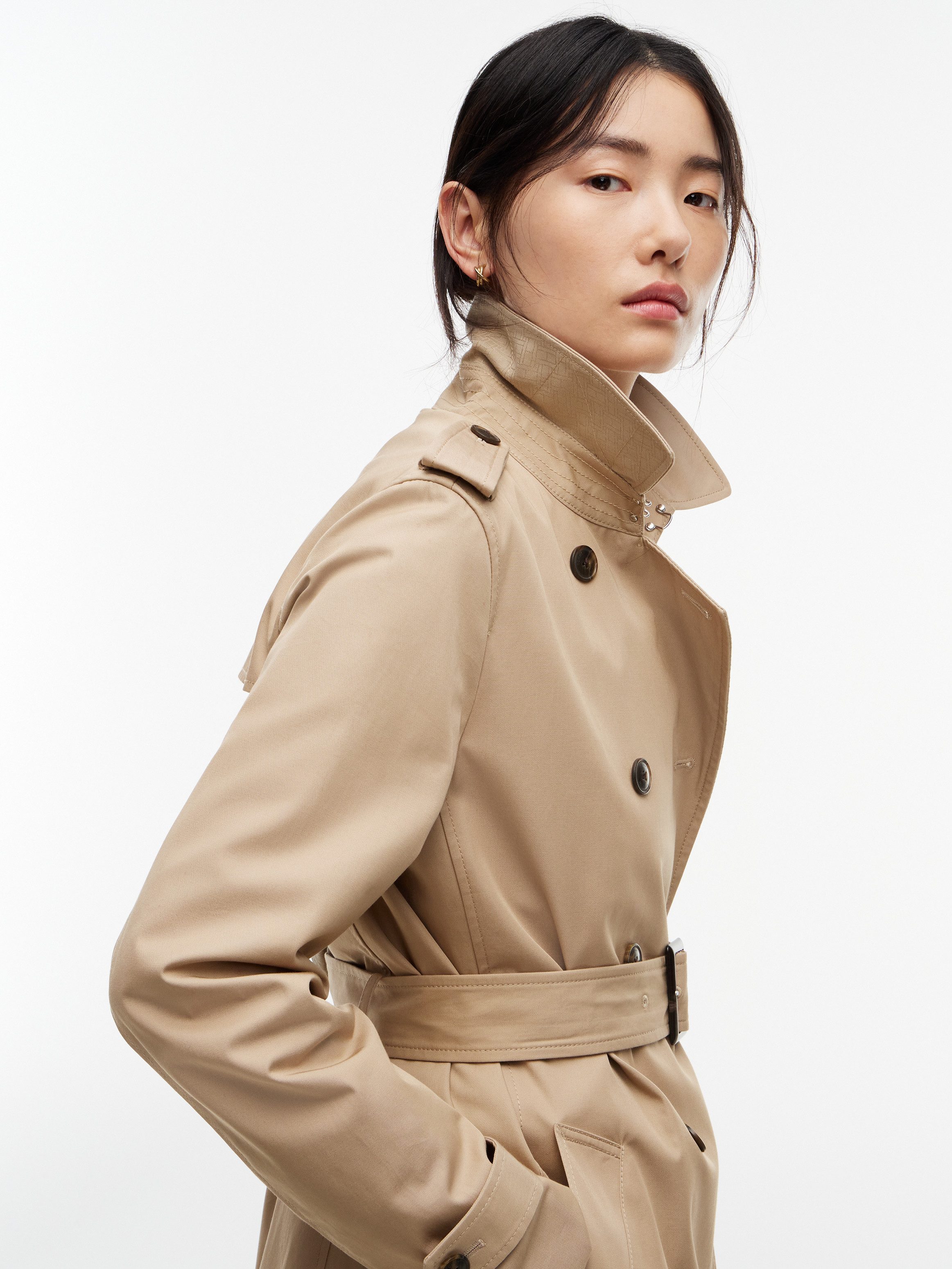 Tommy Hilfiger Trenchcoat COTTON MONOGRAM TRENCH Baumwolle