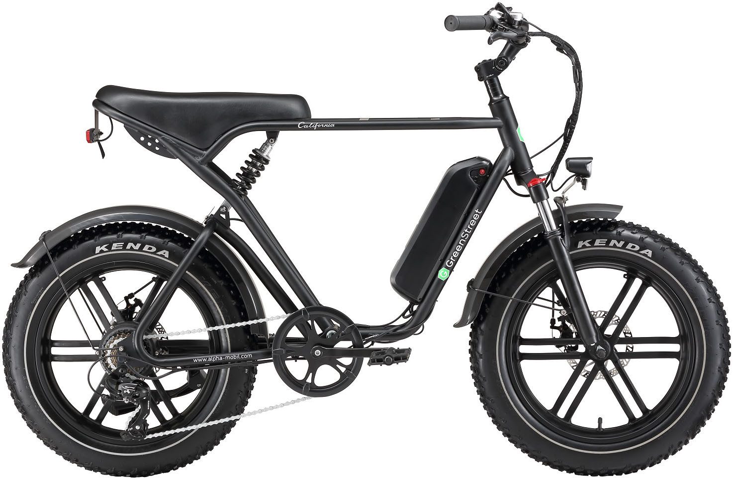 GreenStreet E-Bike California, 7 Gang Shimano, Kettenschaltung, Heckmotor, 468 Wh Akku, Fat Tires