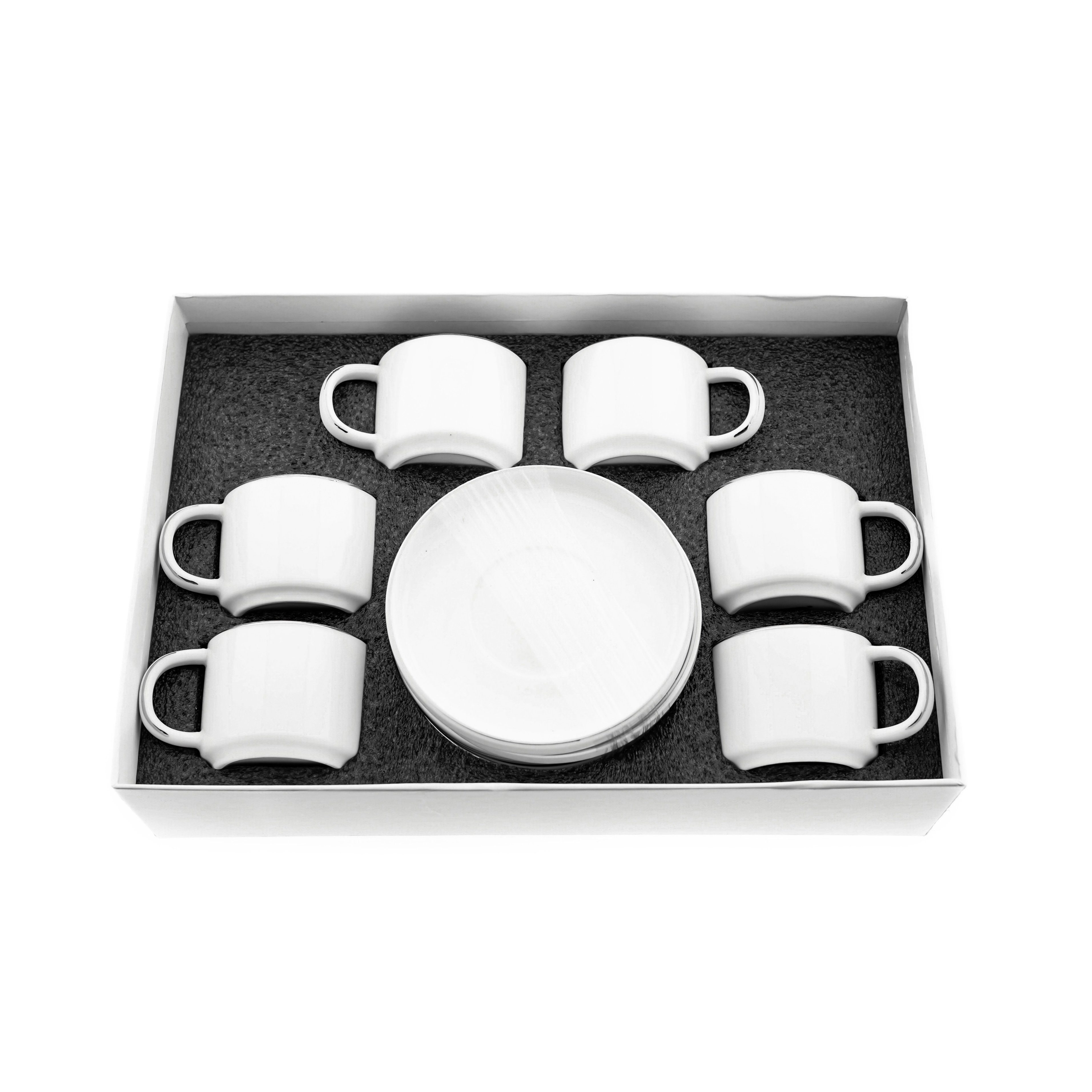 Mulex Espressotasse 12 Tlg. Mokkatassen-Set mit Untertasse Porzellan Mokkaservice 100 ml, 12-tlg.