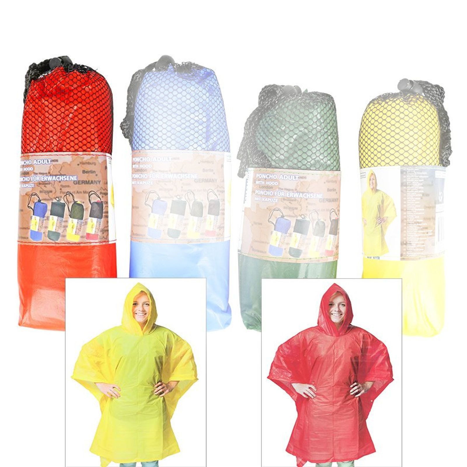BURI Regenponcho Regenponcho für Erwachsene 100x130cm Regencape Regenschutz Regenmantel