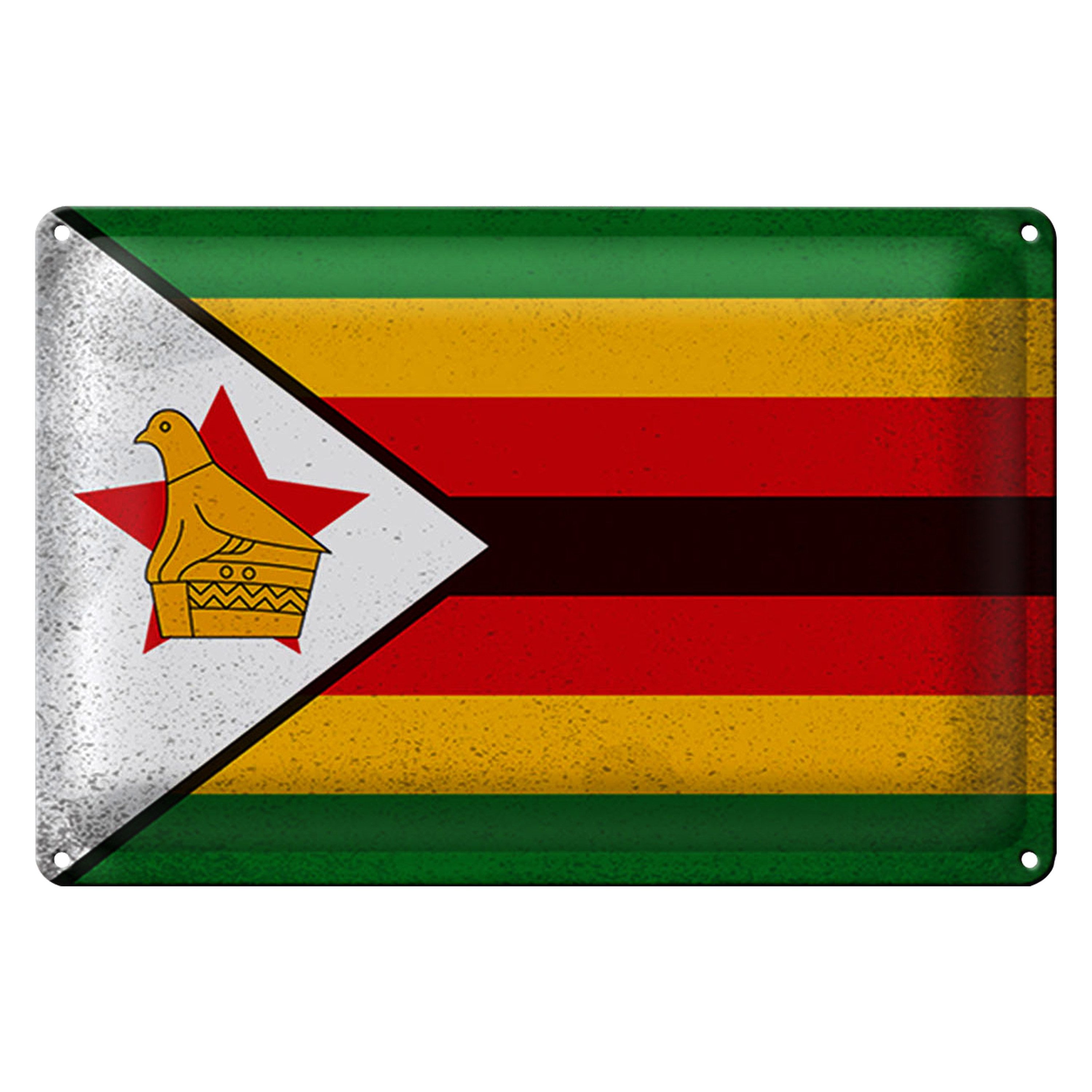 Metallschild Flagge Simbabwe 18x12cm Flag Zimbabwe Vintage