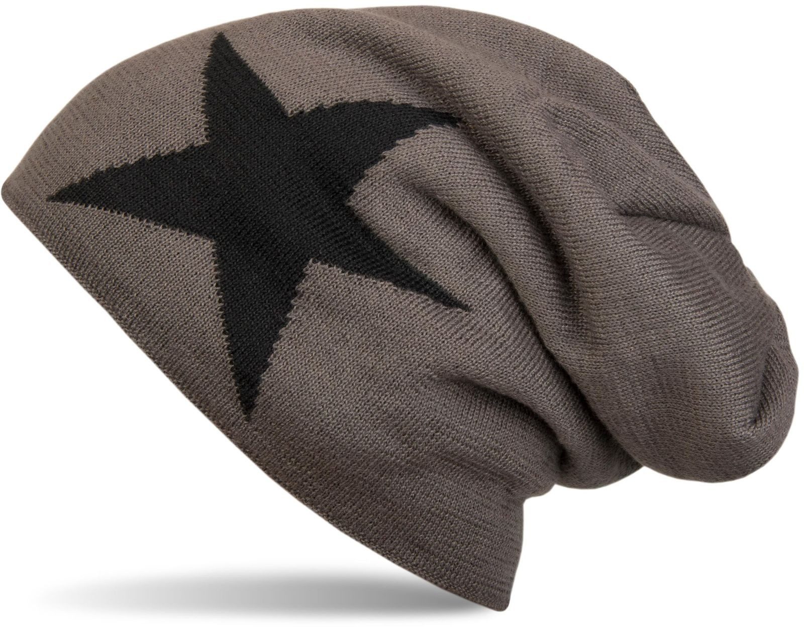 Strickmütze Strick Beanie Mütze mit Stern