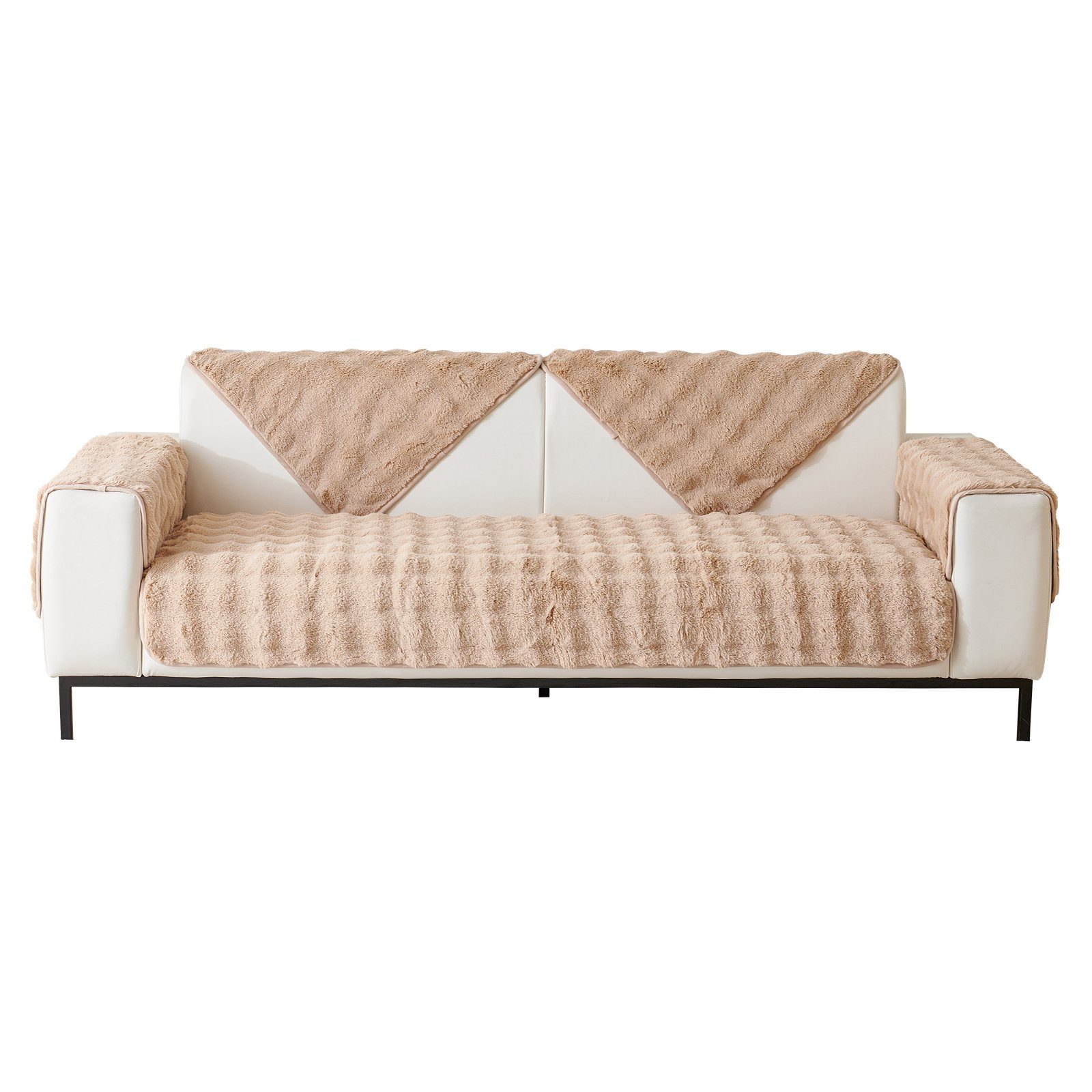 Hellbraun für Sofa Sofabezug Winter Plüsch Kunstpelz Antirutsch, Warme, Dick Wohnzimmer Couchbezug, Sunicol, Sitzkissenbezug, Superweiche aus SofaÜberwurf