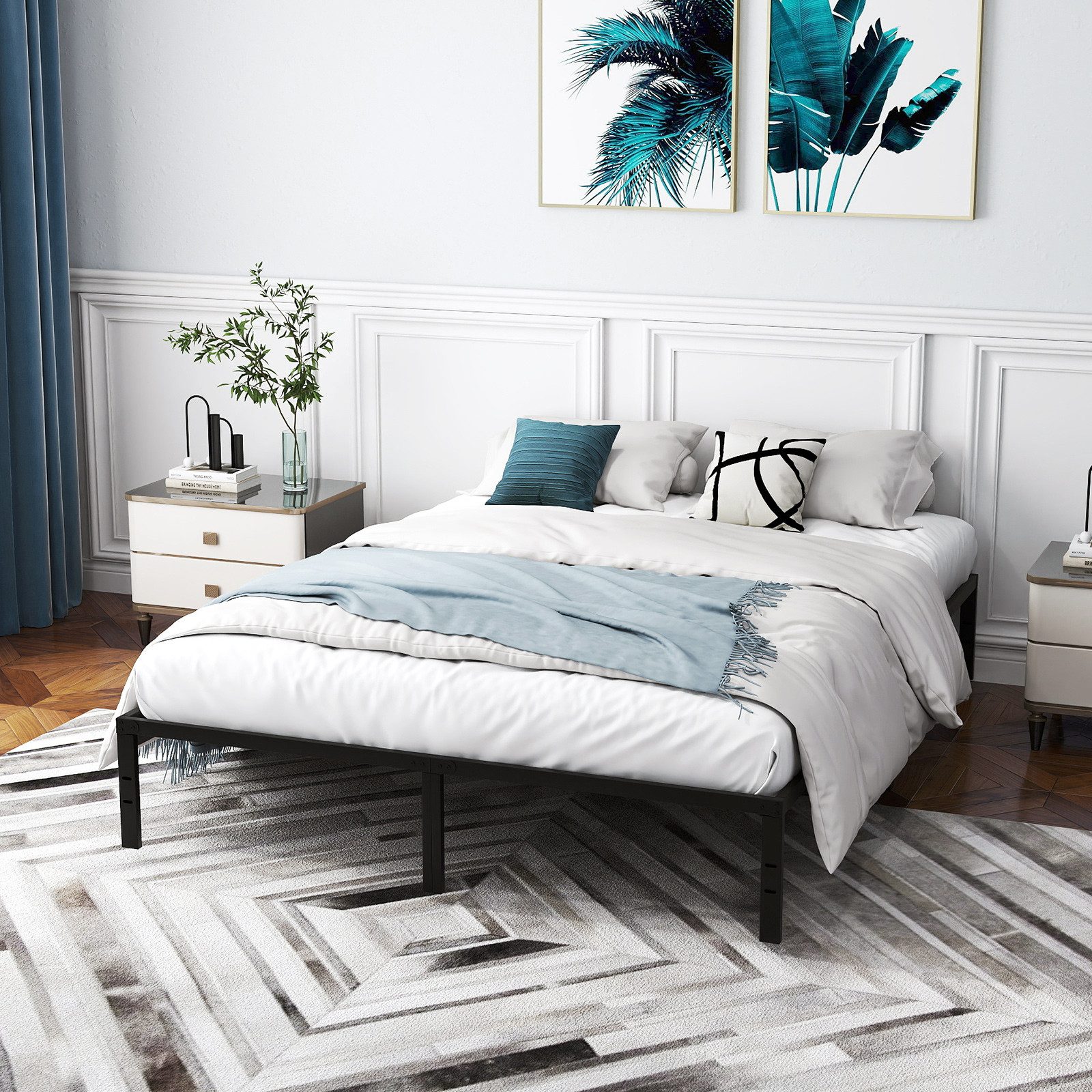 COSTWAY Bettgestell (1-tlg), Doppelbett, mit Lattenrost, günstig online kaufen
