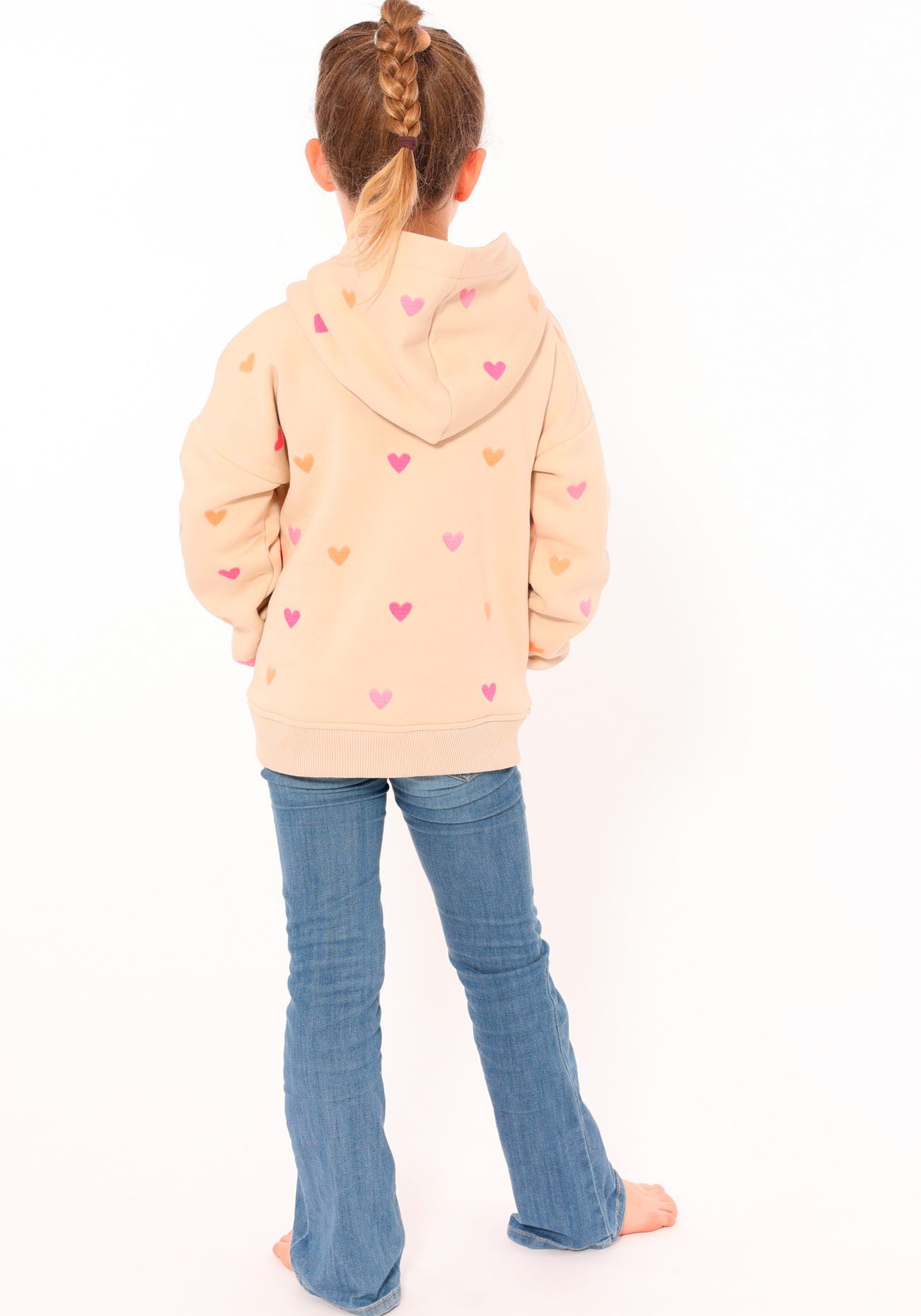 Zwillingsherz Hoodie "Hearts" Kids mit gestickten Herzen allover für Mädchen
