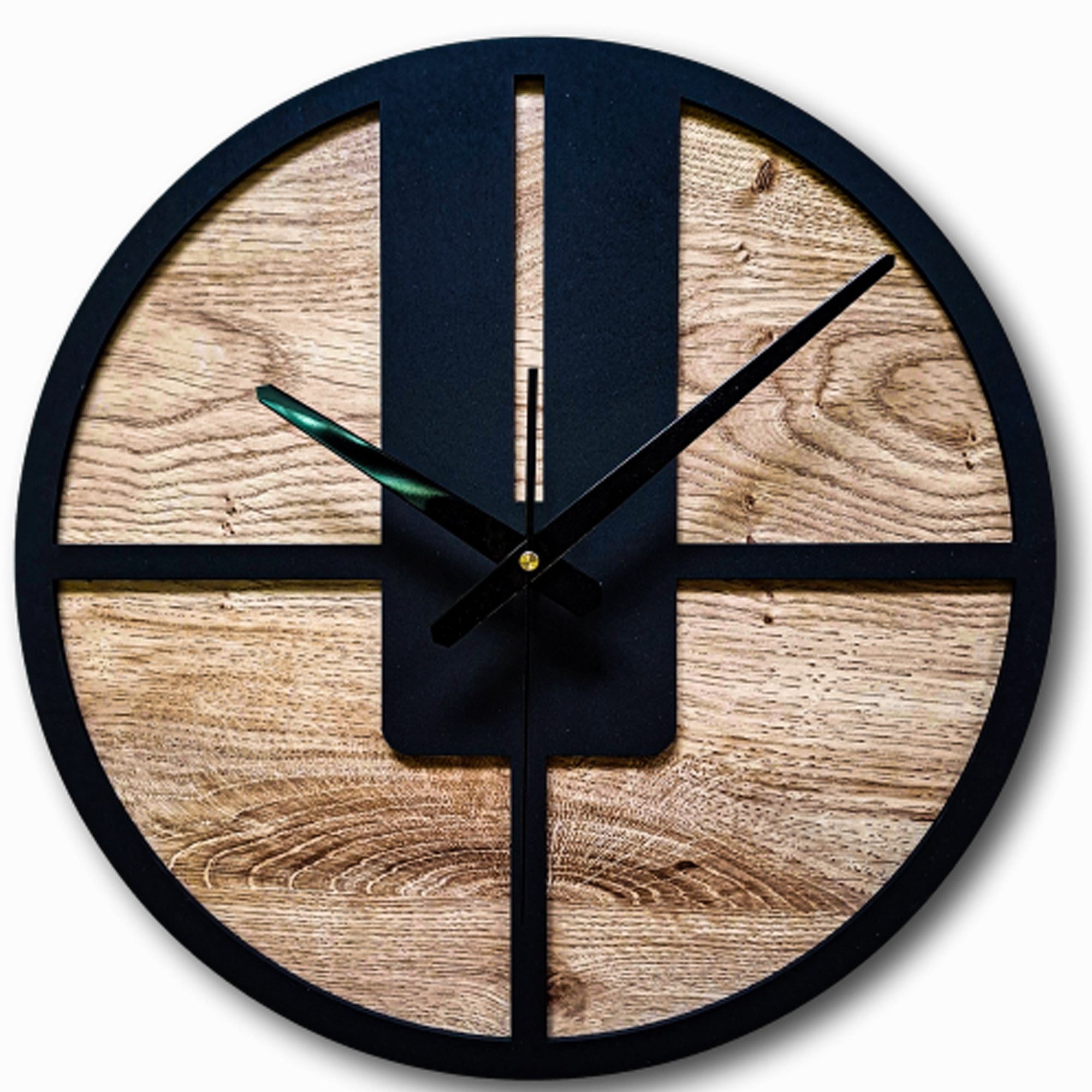 ORNAMENTI Wanduhr Große, moderne Wanduhr aus Holz, Furnier, minimalistisch, 3 Größen (ohne Ticken, Wanddeko, Holzdeko, 3 Größen 40, 50, 60 cm, handmade)