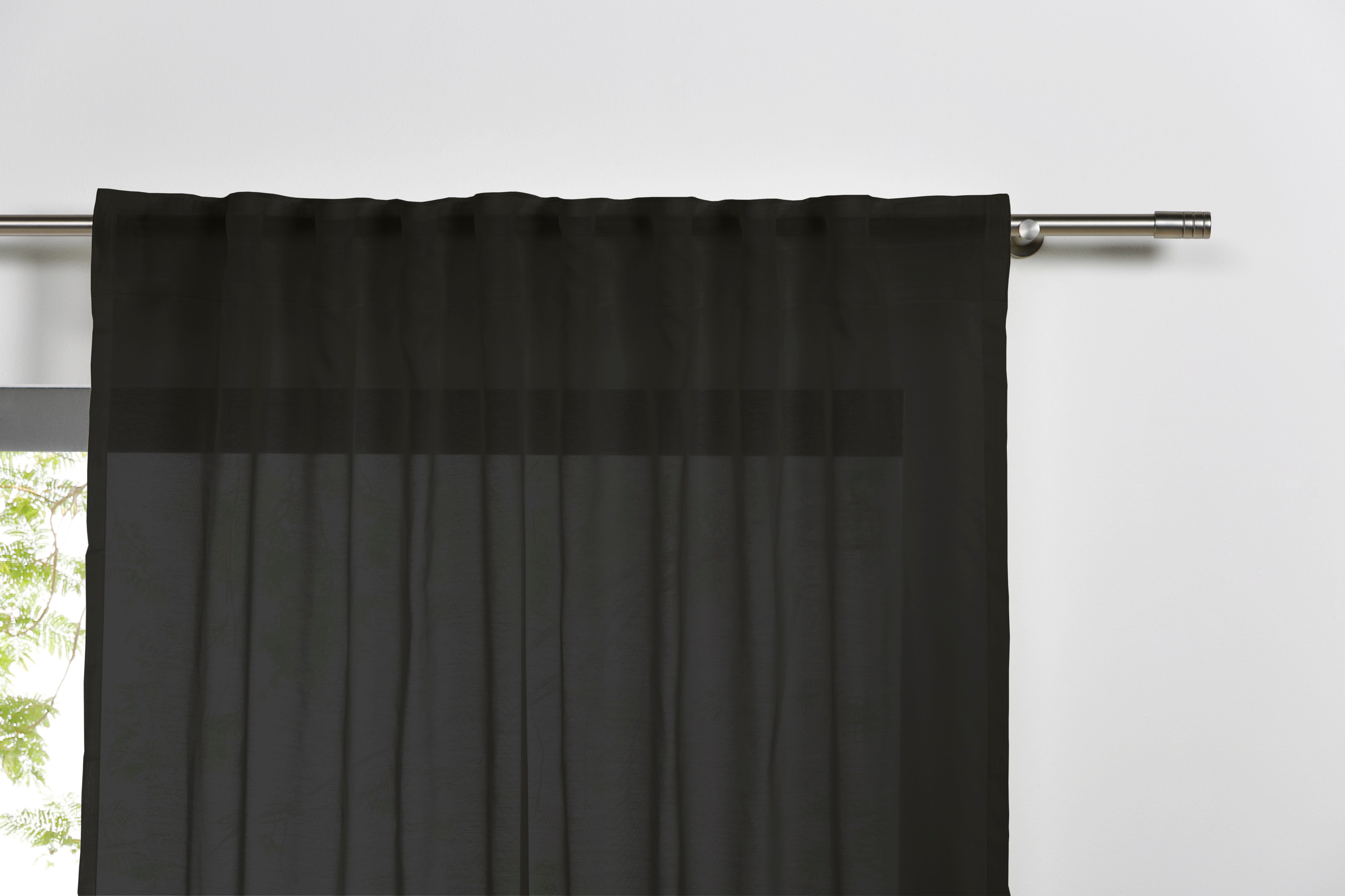 Mood, Schwarz Vorhang verdeckte Polyester, 100% Schlaufenschal moderner (1 ondeco, St), Schlaufen