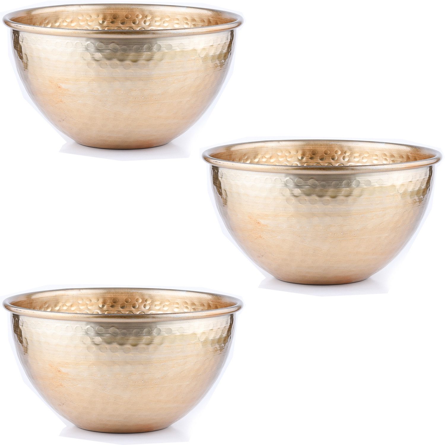 Marrakesch Orient & Mediterran Interior Dekotablett 3er Vintage Servierschale Schale Erla Gold 24cm (3 St), Handarbeit