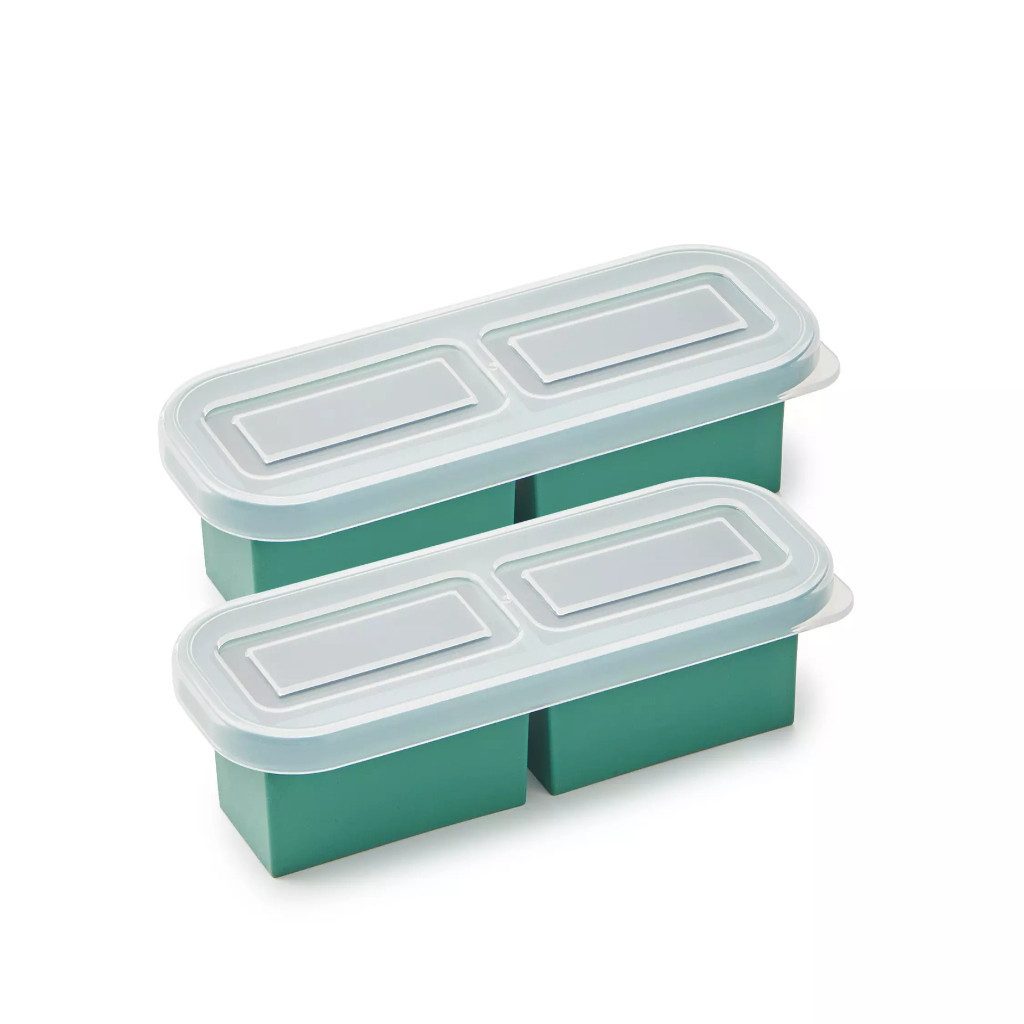 Betty Bossi Eiswürfelbehälter Gefrierform Silikon stapelbar 2 Stk. Backform getrennt Babybrei Prep, Silikon, (Set, 4-tlg., 2er-Set), klare Markierung für 125 ml und 250 ml