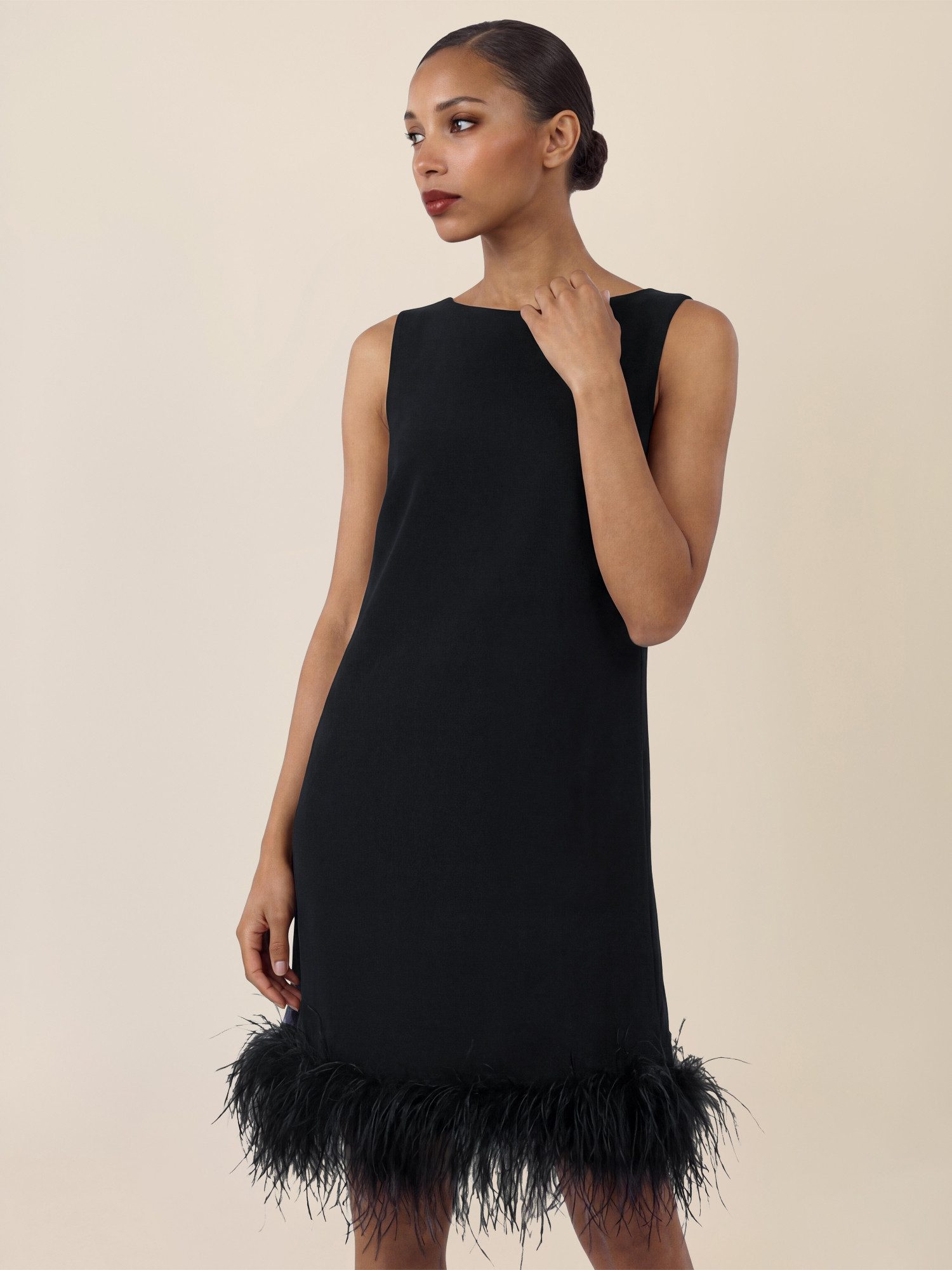 Apart Midikleid mit Federsaum