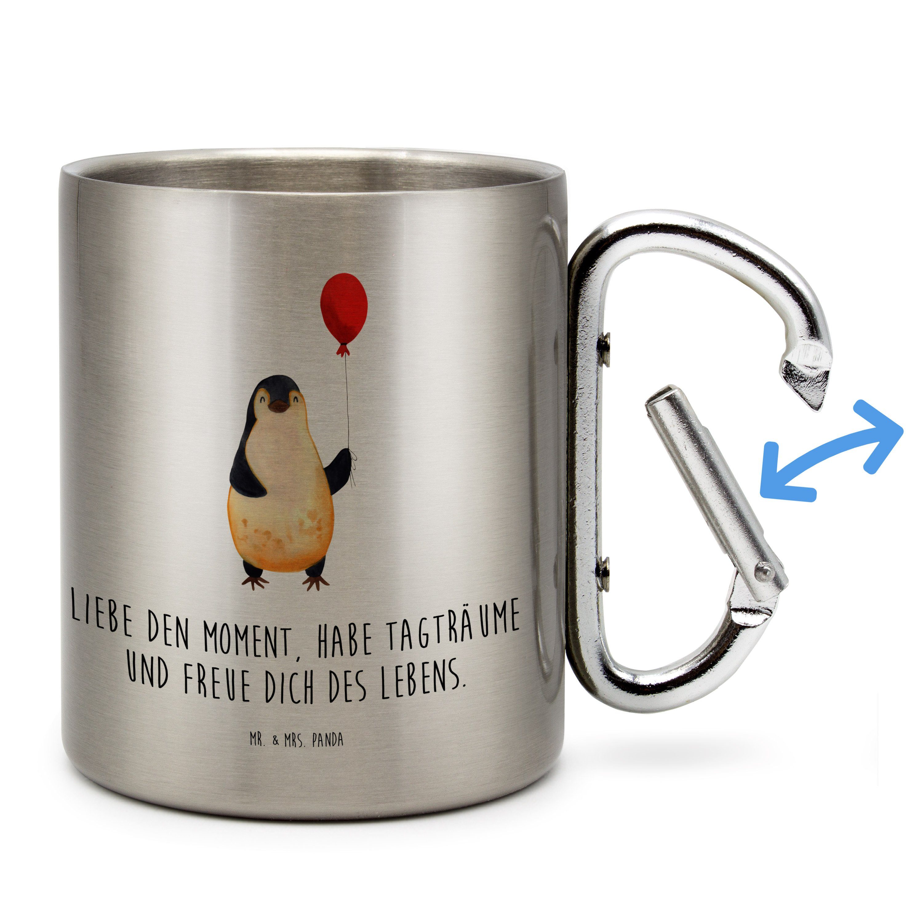 Geschenkidee, Edelstahl Geschenk, Panda Tasse, - - Leb, Tasse Luftballon & Mr. Transparent Pinguin Mrs.