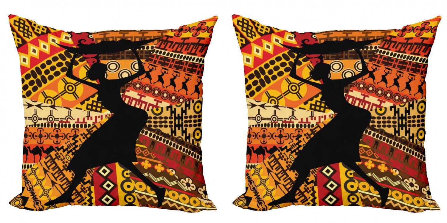 Kissenbezüge Modern Accent Doppelseitiger Digitaldruck, Abakuhaus (2 Stück), afrikanische Frau Folk Patterns