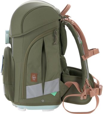 LÄSSIG Schulranzen Unique, Boxy, Olive (Set, 7-tlg), PETA-approved vegan; aus recyceltem Material