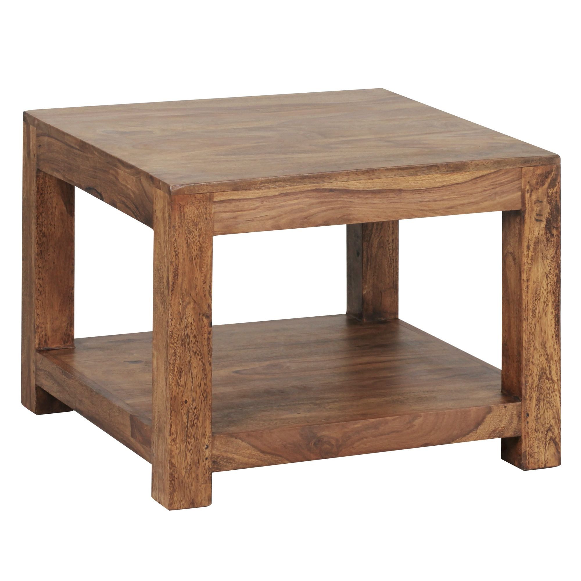 KADIMA DESIGN Couchtisch Couchtisch MUMBAI Massiv-Holz 60 x 60 cm Wohnzimmer-Tisch Holztisch, Design dunkel-braun Landhaus-Stil Beistelltisch – Bild 2 von 5