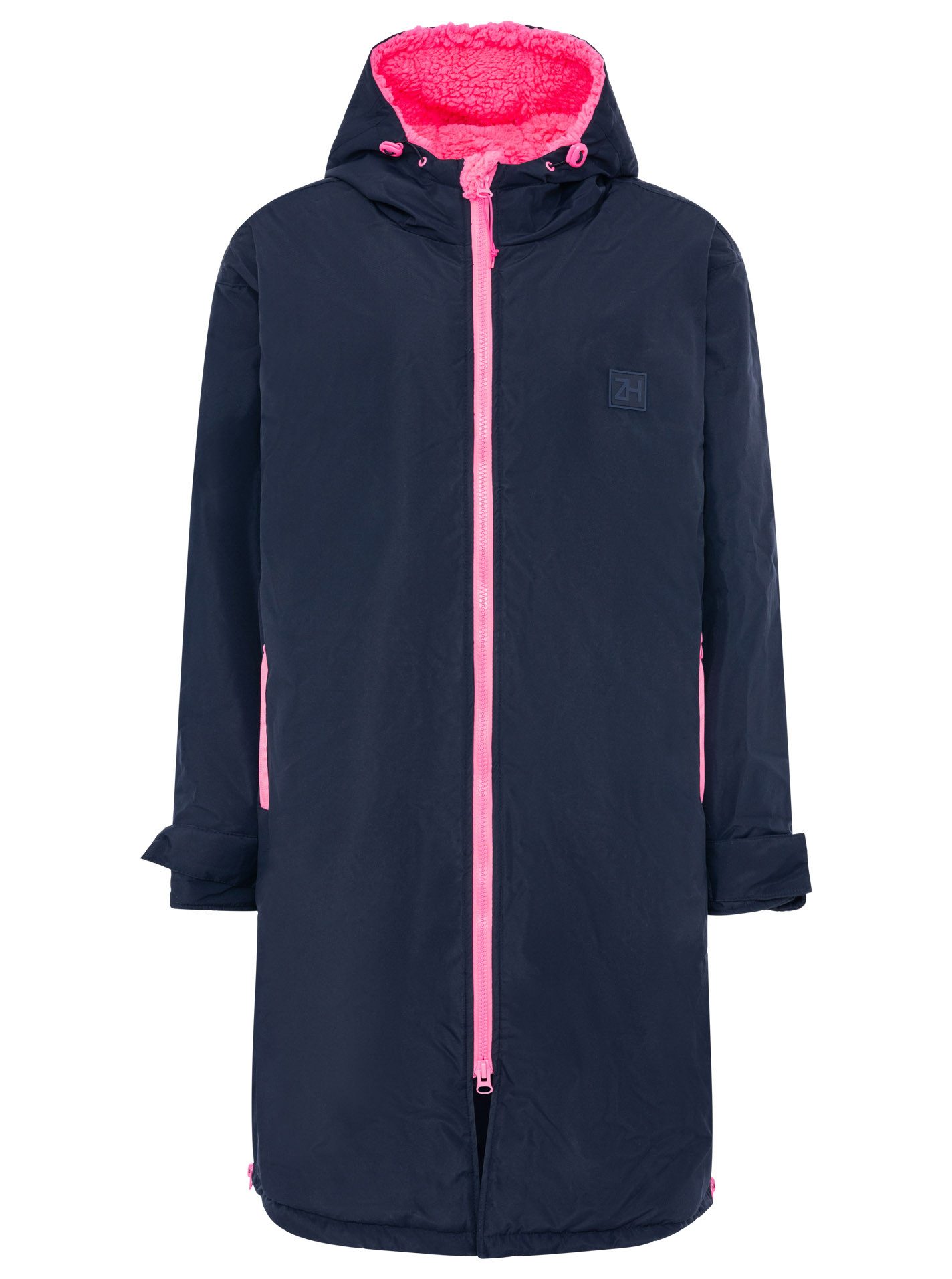 Zwillingsherz Kurzmantel "Oversize Windjacke ZH" seitliche Taschen, Kapuze, Reißverschluss, Teddy Futter, Oversized