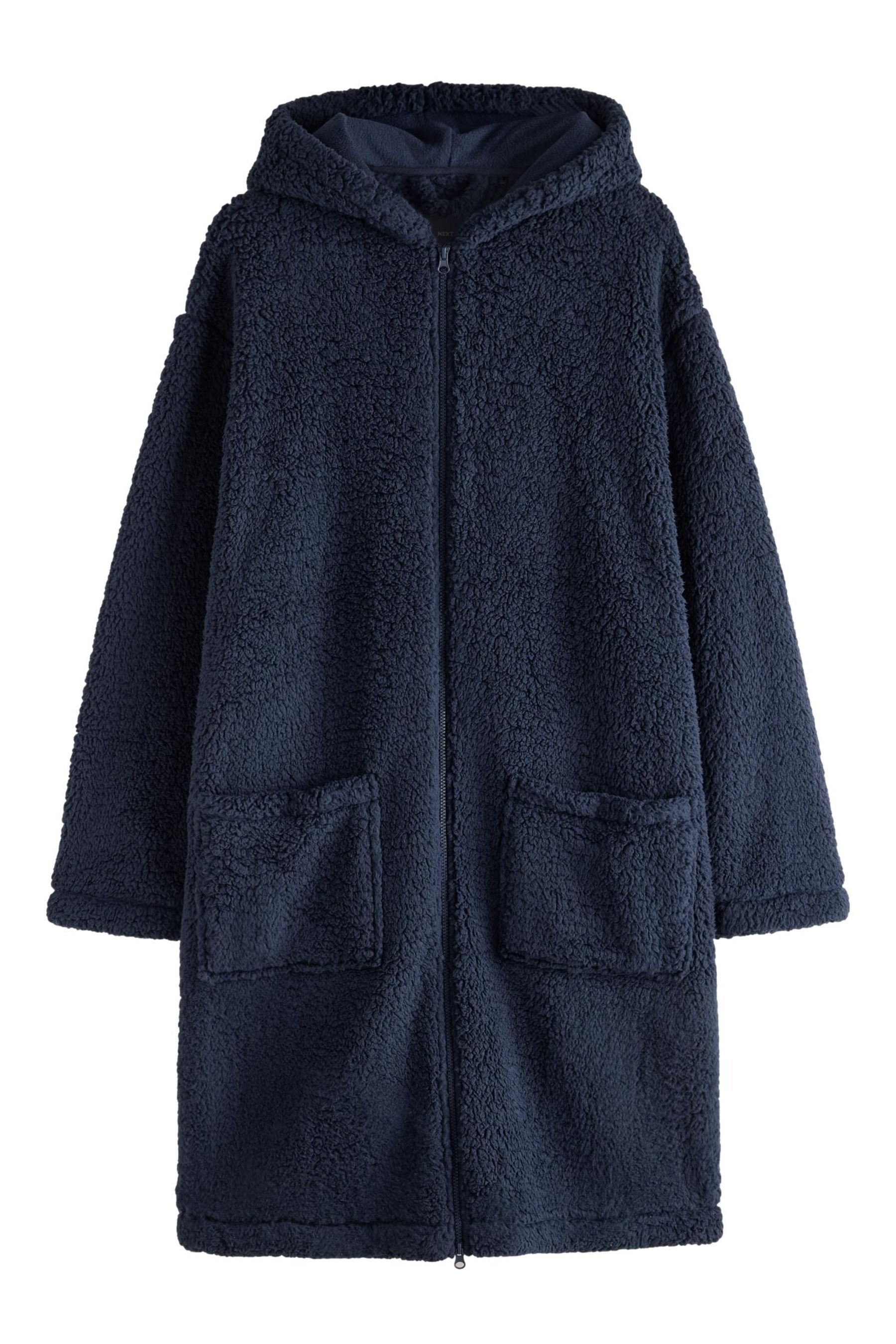 Next Morgenmantel Borg-Morgenmantel mit durchgehendem Reißverschluss, Polyester (recycelt)