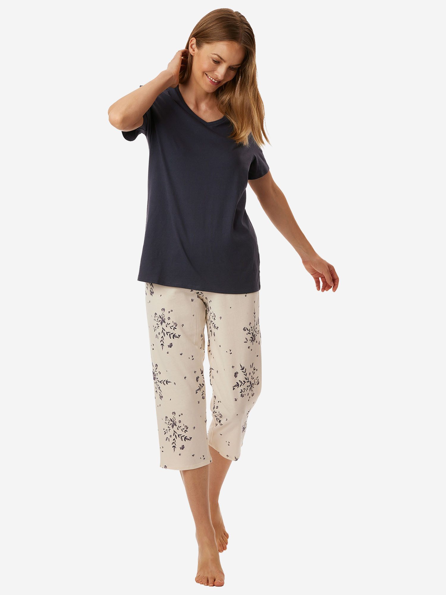 uncover by SCHIESSER Schlafanzug Nightwear - Dreiviertel (2 tlg) Pyjama, Pyjama Set, Schlafanzug Set