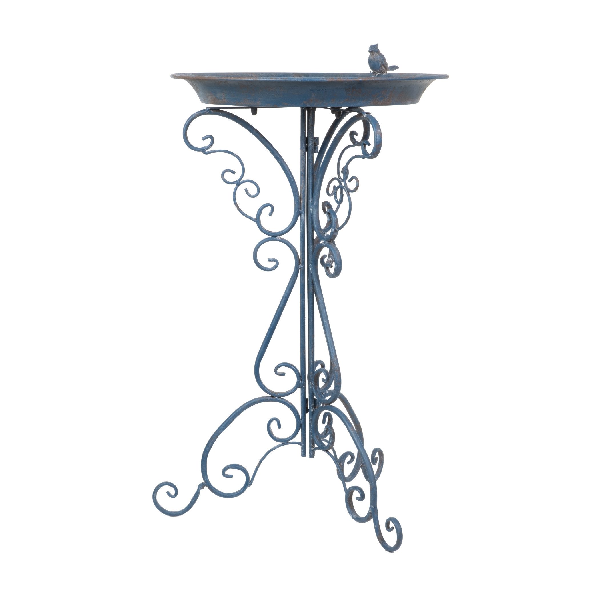Moritz Vogeltränke Vogelbad stehend blau, Höhe 73cm Wildvögel Garten Deko Dekoration Antik