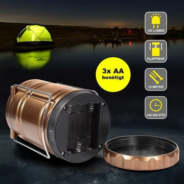 EAXUS Gartenleuchte 30 LED Campinglampe Batteriebetriebene Lampe für In- und Outdoor, LED fest integriert, Ausziehbar