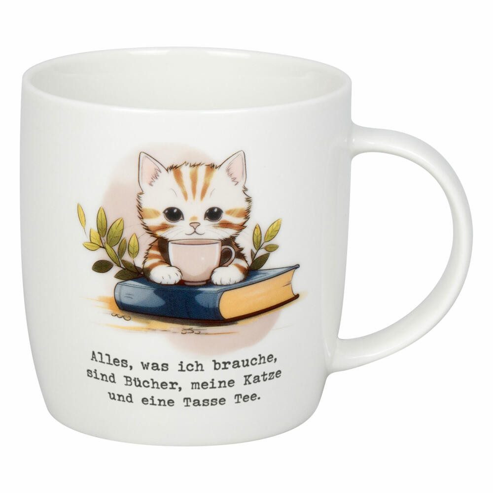 Könitz Becher Bücher, Katze & Tee, 400 ml, New Bone China