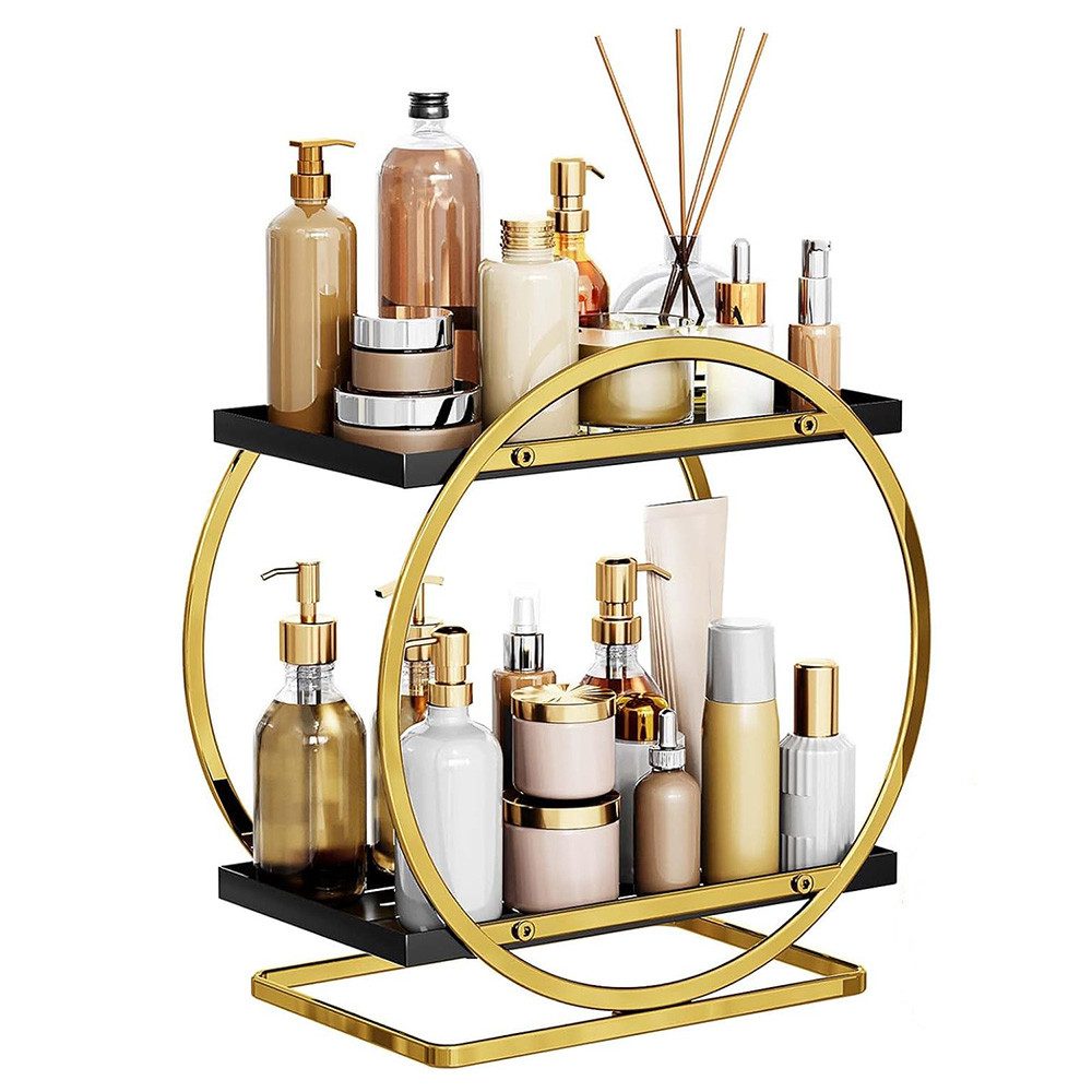 Make-Up Organizer Kosmetik Organizer, 2-stufiger Badezimmer-Theken-Organizer mit Metall