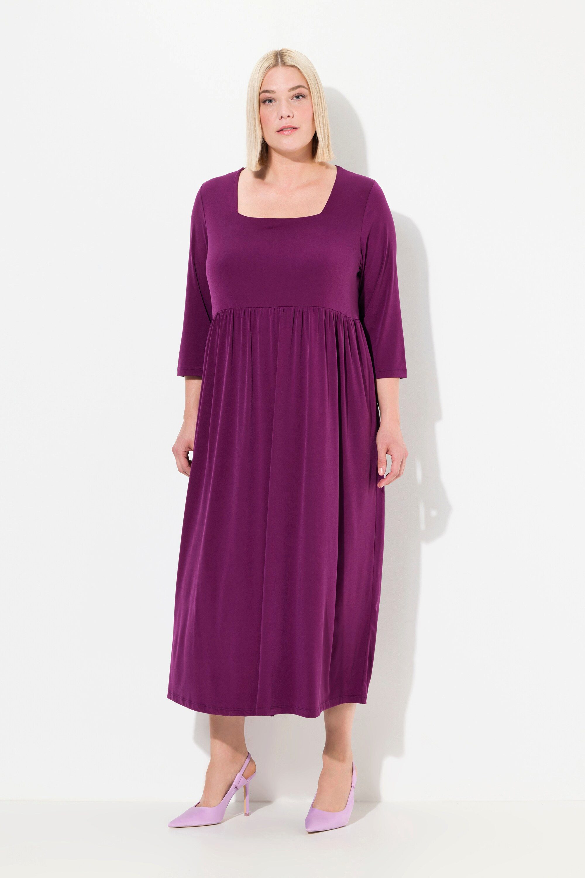 Maxikleid Jerseykleid A-Linie Farbe Carree-Ausschnitt
