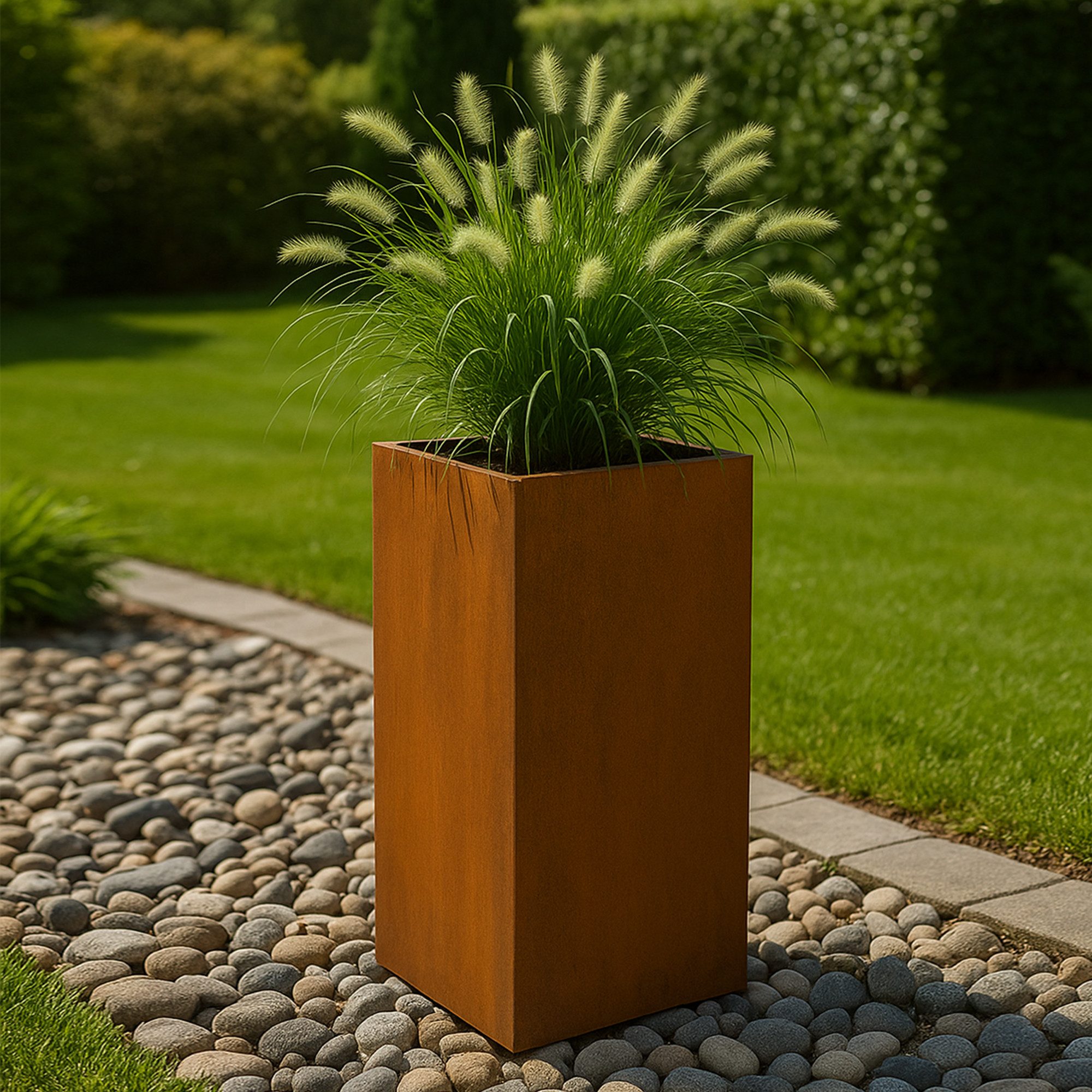 Köhko Pflanzkübel Blumenkübel aus Cortenstahl Pflanztopf in Edelrost-Optik Stehsäule