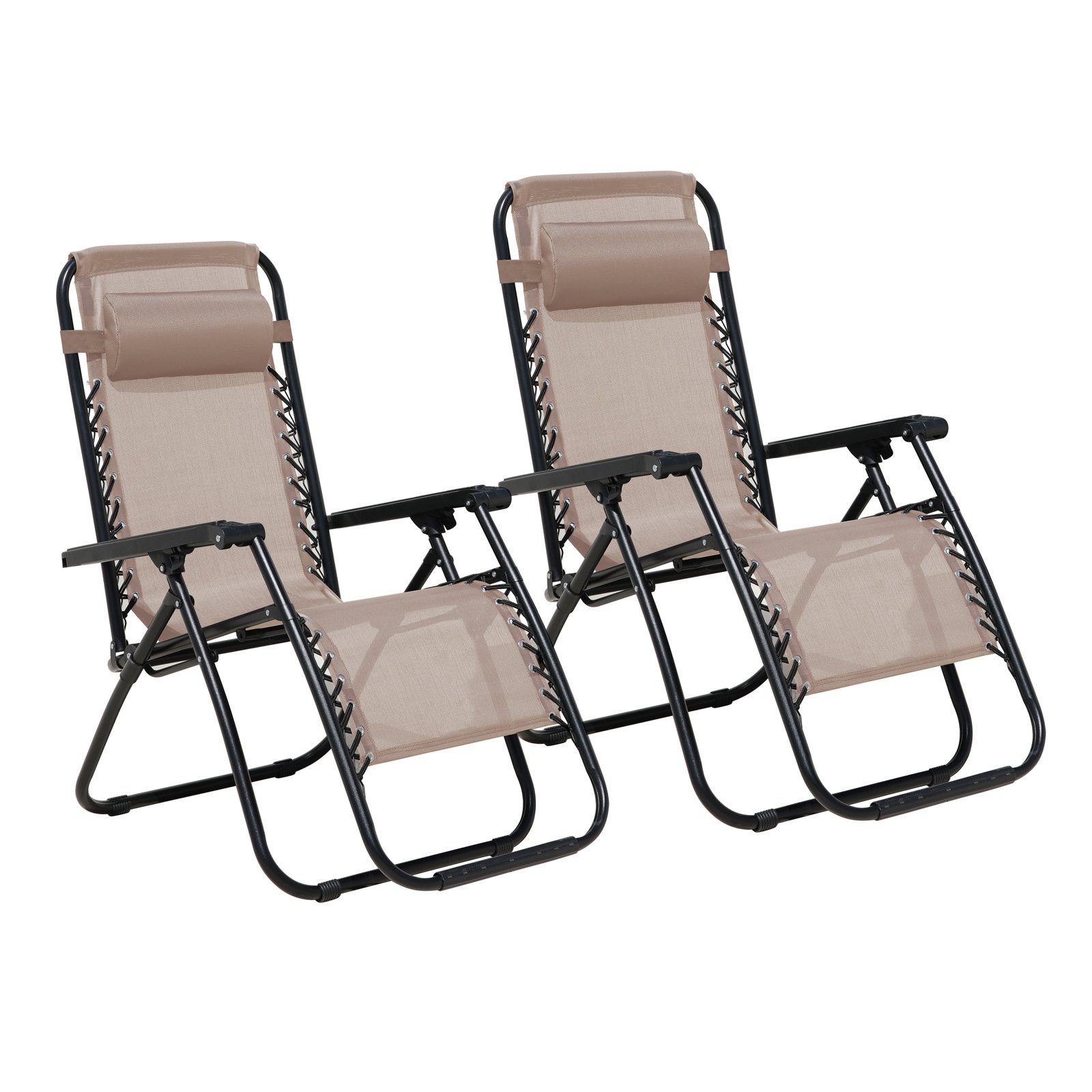 Outsunny Klappstühle 2er Set – Campingstühle Mit Netzstoff & Armlehnen (bis 120 Kg)