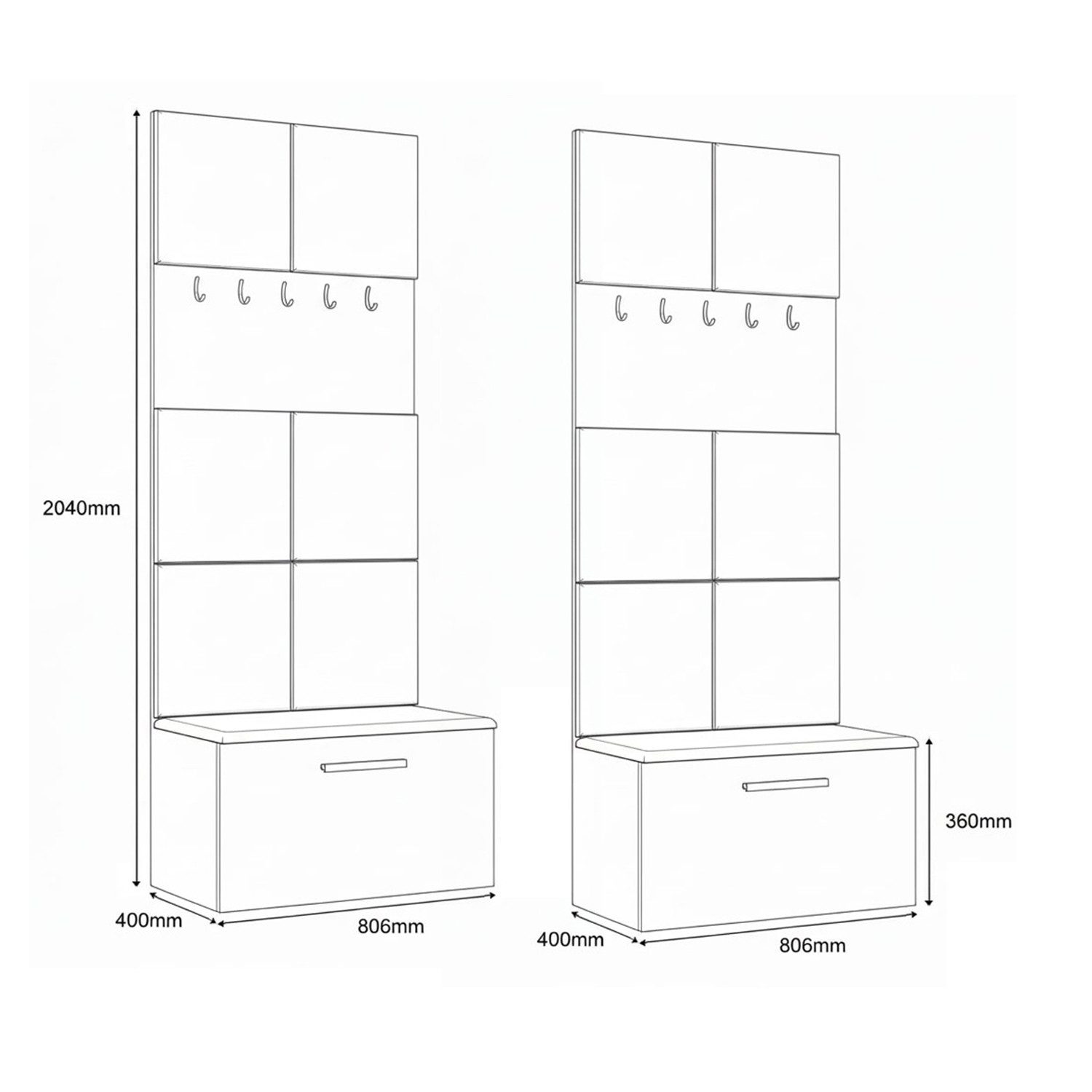 Masseno Garderobenschrank MODULO 161,2 x 204 cm Flurmöbel Garderoben-Set Kaschmir