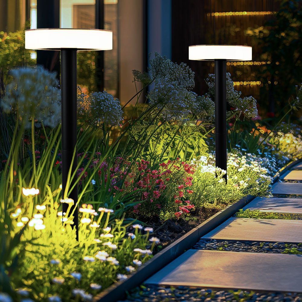 GLOBO LIGHTING LED Solarleuchte, Leuchtmittel inklusive, Warmweiß, Wegleuchte Garten Stecklampe Außenleuchte Solarleuchte Akku 2x