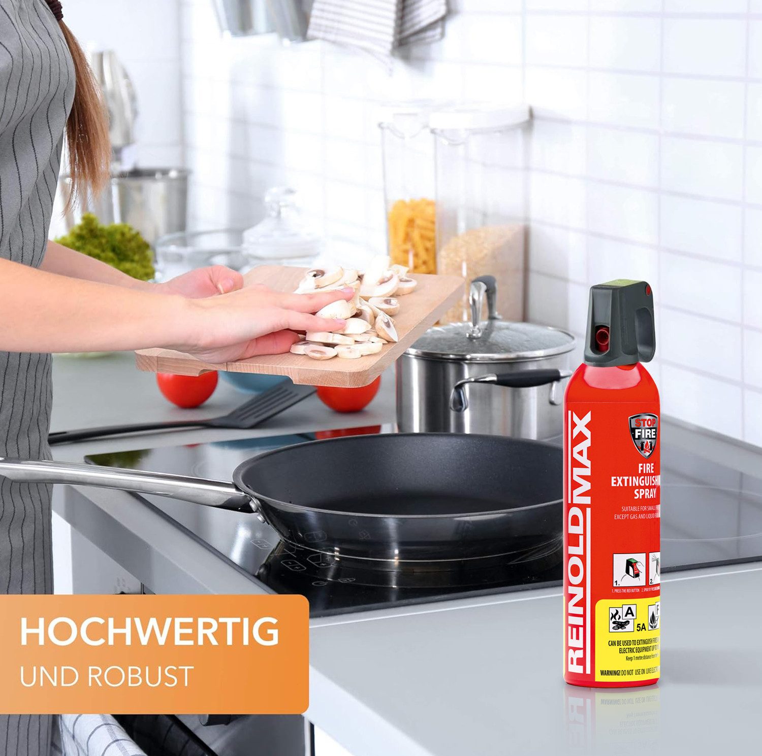 Xenotec Feuerlöschspray XENOTEC Premium Feuerlöschspray– REINOLDMAX– ohne Wandhalter, Dauerdruck, Wasser, Löschschaum AFFF 1 %, N2, (1-St) Auto, Wohnung, Wohnmobil, Garten, Grill