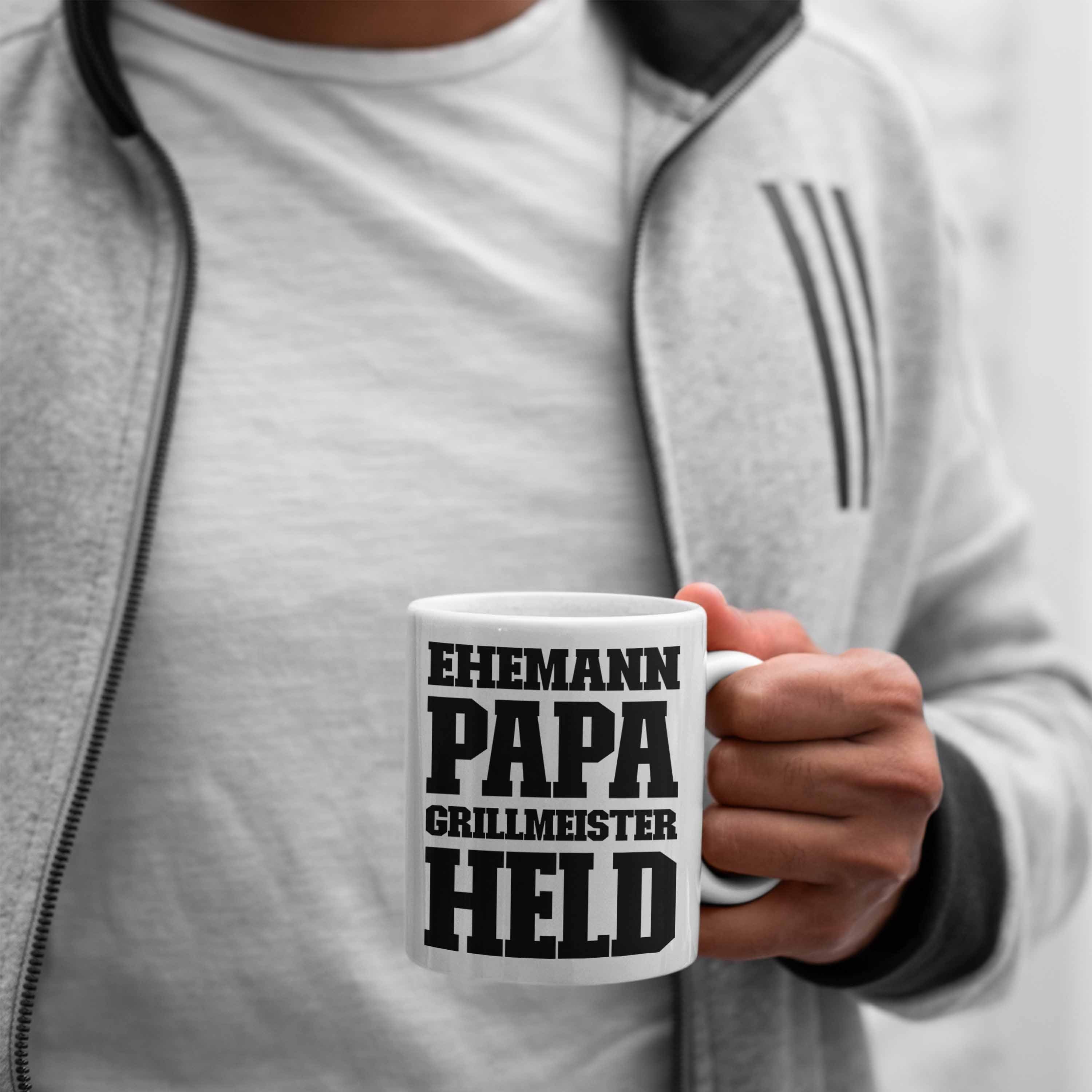 Held Tasse Vatertag Geschenkidee Sommer Trendation Trendation Weiss Ehemann Becher - Kaffeetasse Tasse Geschenk Grillen Papa