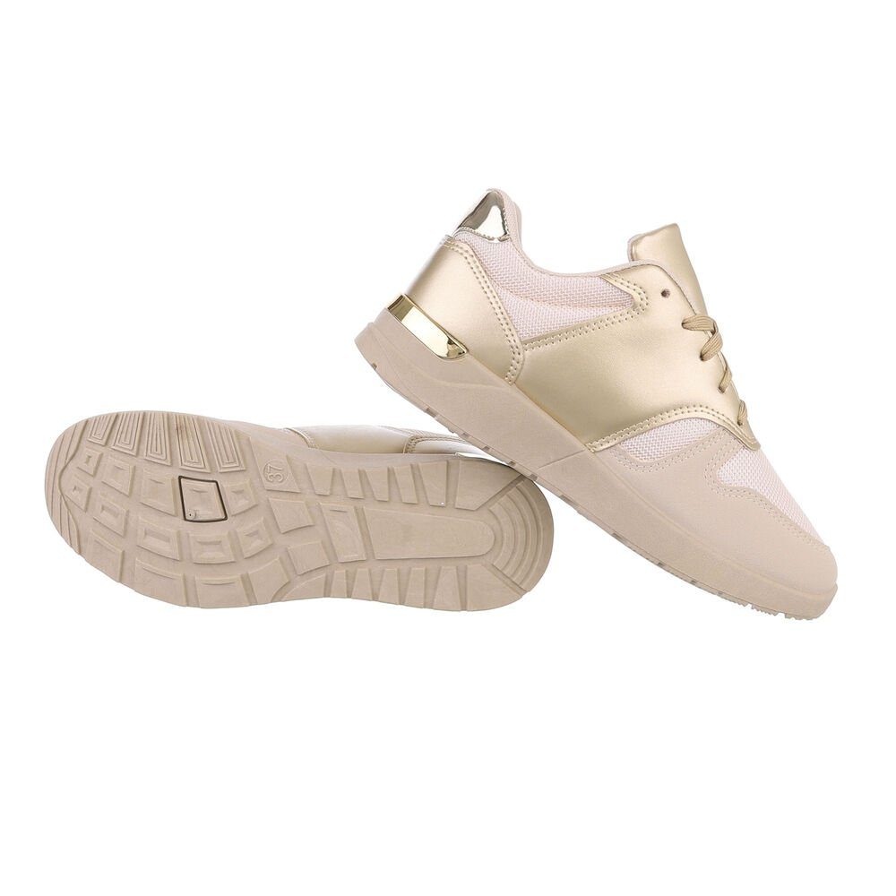 Ital-Design Damen Low-Top Freizeit Sneaker Flach Sneakers Low in Beige günstig online kaufen