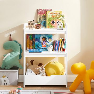 SoBuy Regal KMB31, Kinder Spielzeugregal Kinderregal mit 2 Ablagen und Einer Schublade Bücherregal Spielzeugtruhe Spielzeugkiste Aufbewahrungsregal für Kinder Weiß