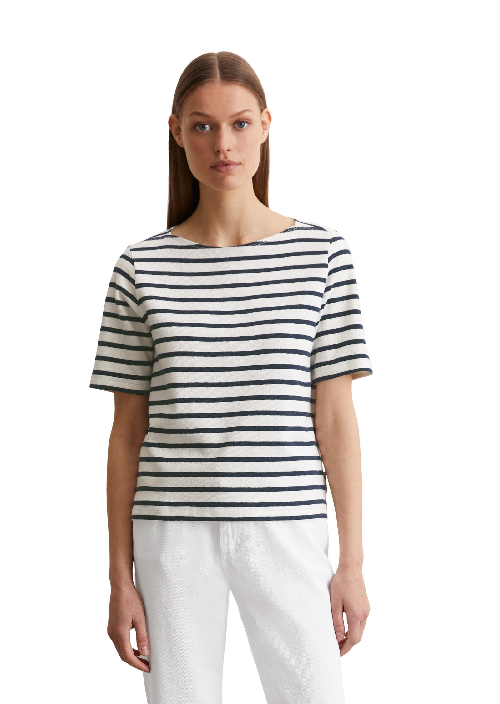 Marc O'Polo T-Shirt geringelt, U-Boot-Ausschnitt, gerade günstig online kaufen