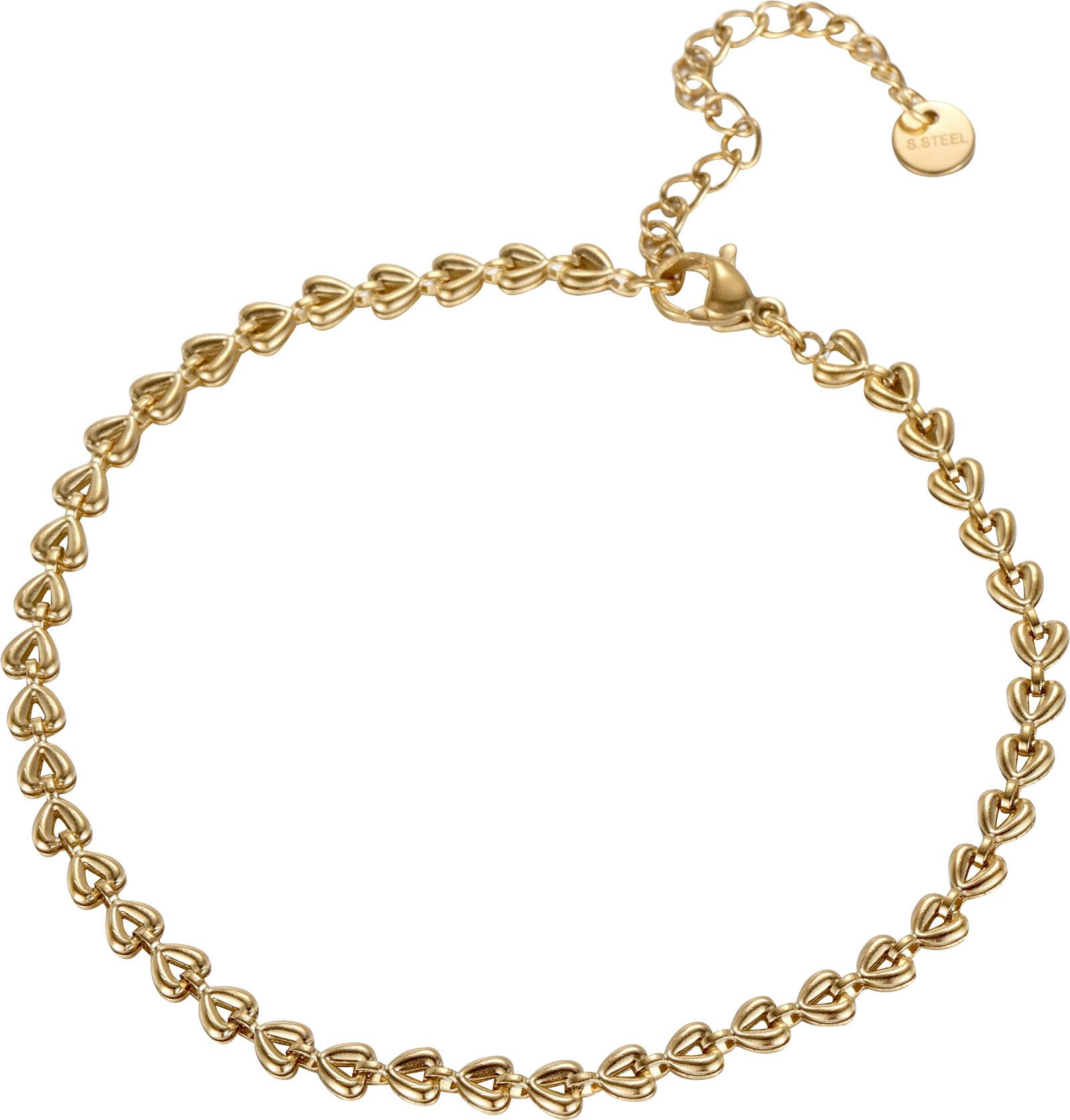 Firetti Edelstahlkette Schmuck Geschenk Armband Kette Fußkette Bauchkette Herzen, in verschiedenen Längen erhältlich