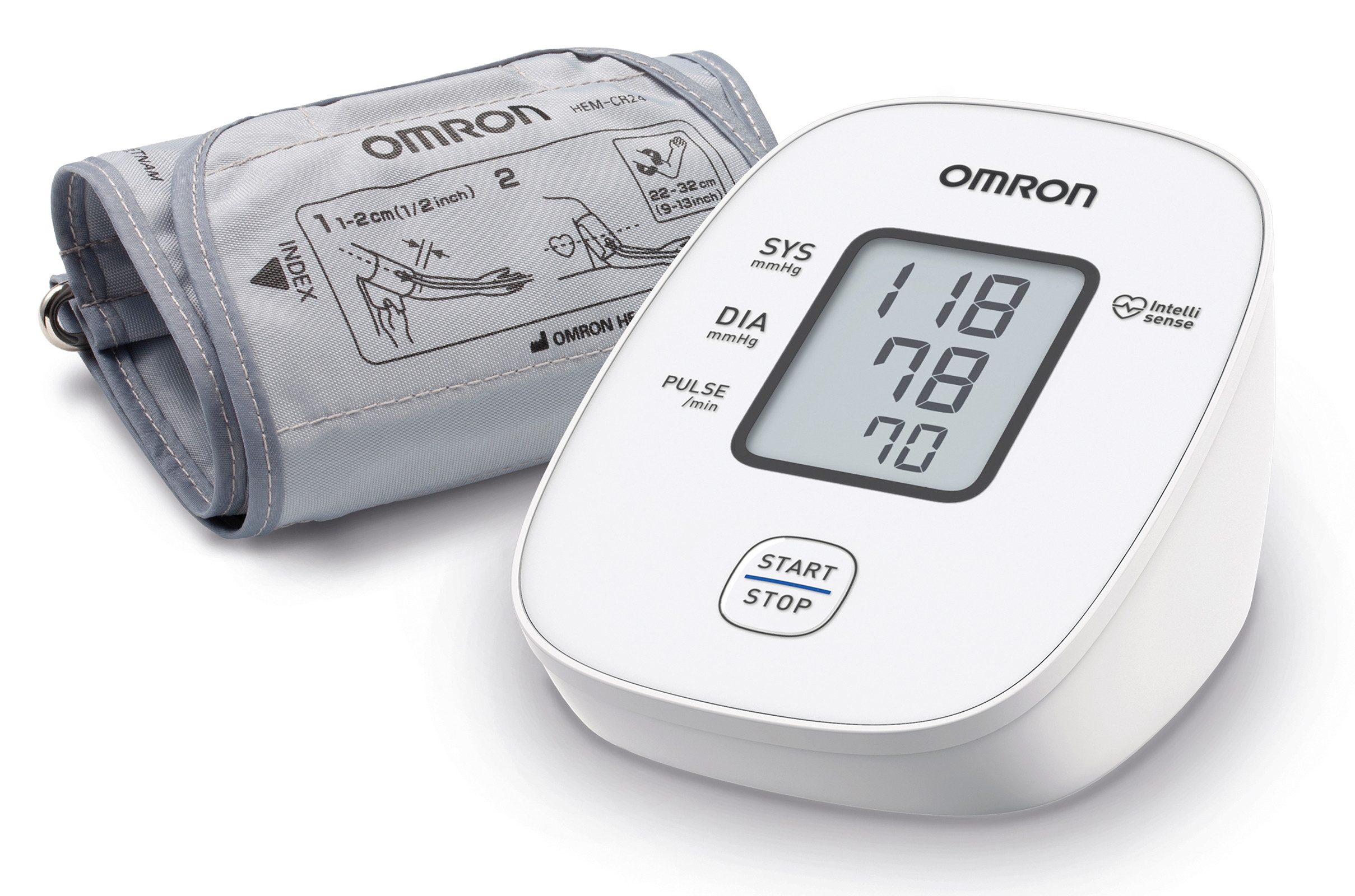 Omron Blutdruckmessgerät X2 Basic, klinisch validierte Genauigkeit mit nur einem Knopfdruck