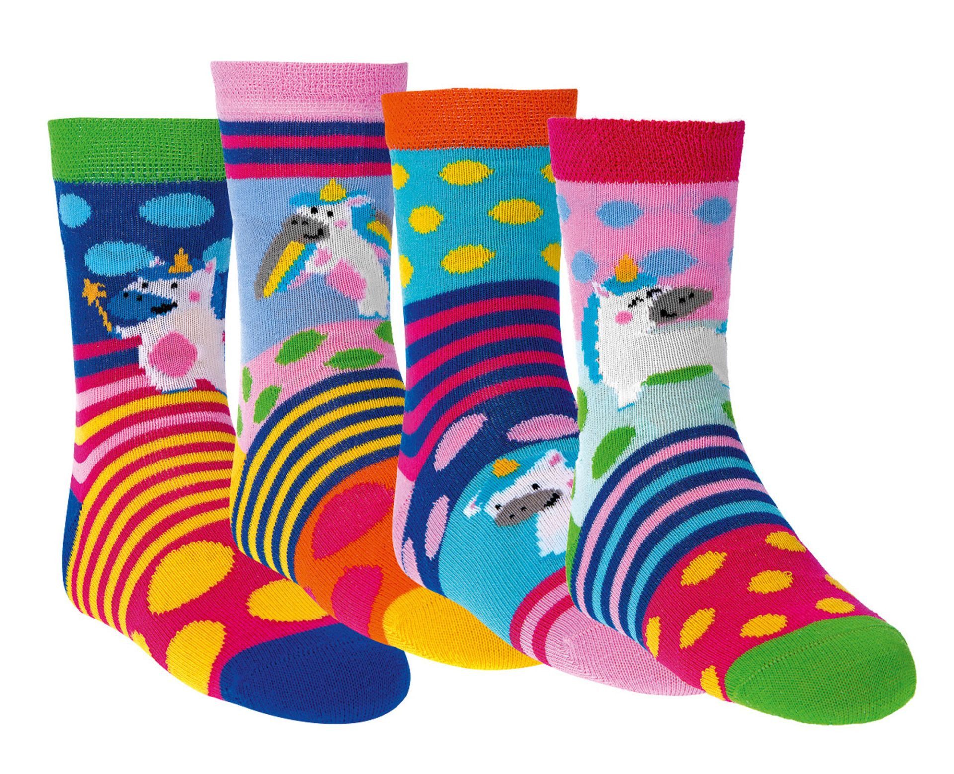 Wowerat Freizeitsocken 3 Paar Kindersocken Gute Laune Einhorn weiche Baumwolle handgekettelt (3 Paar)