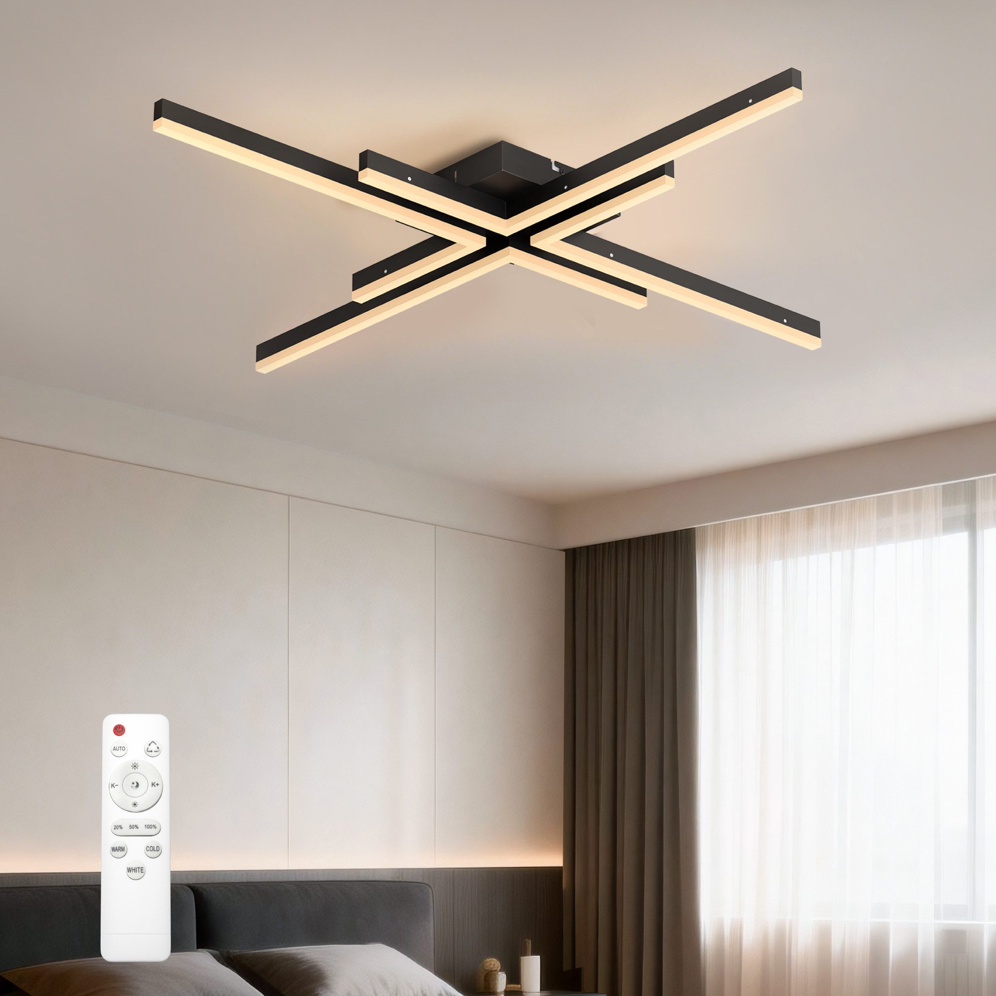 doporro Deckenleuchte Deckenlampe Wohnzimmerlampe LED 48W Alivetta25039, Dual-Control LED-Deckenlampe