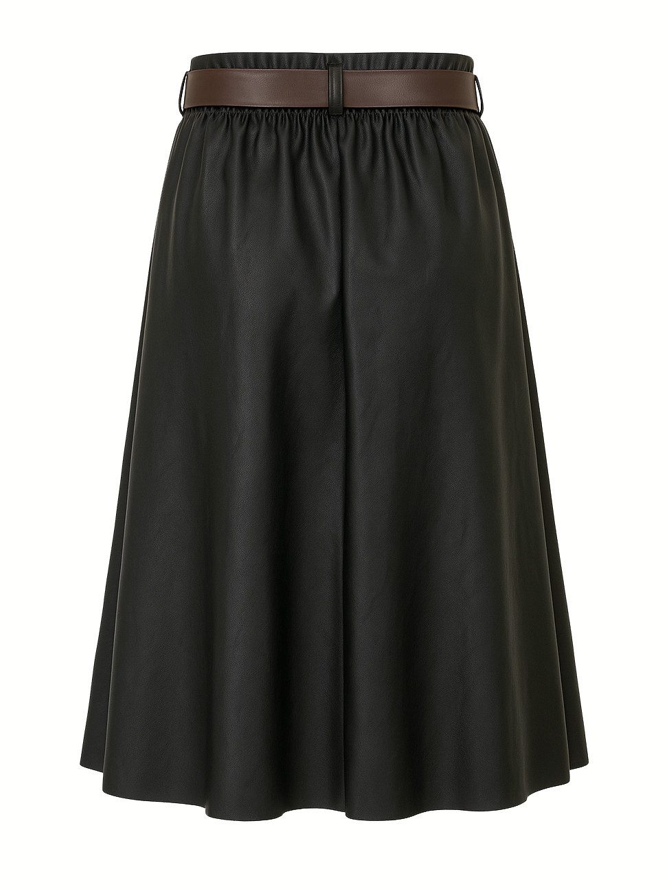Mississhop Lederimitatrock Damen A-Linien Rock mit Gürtel und Metallschnalle M.405