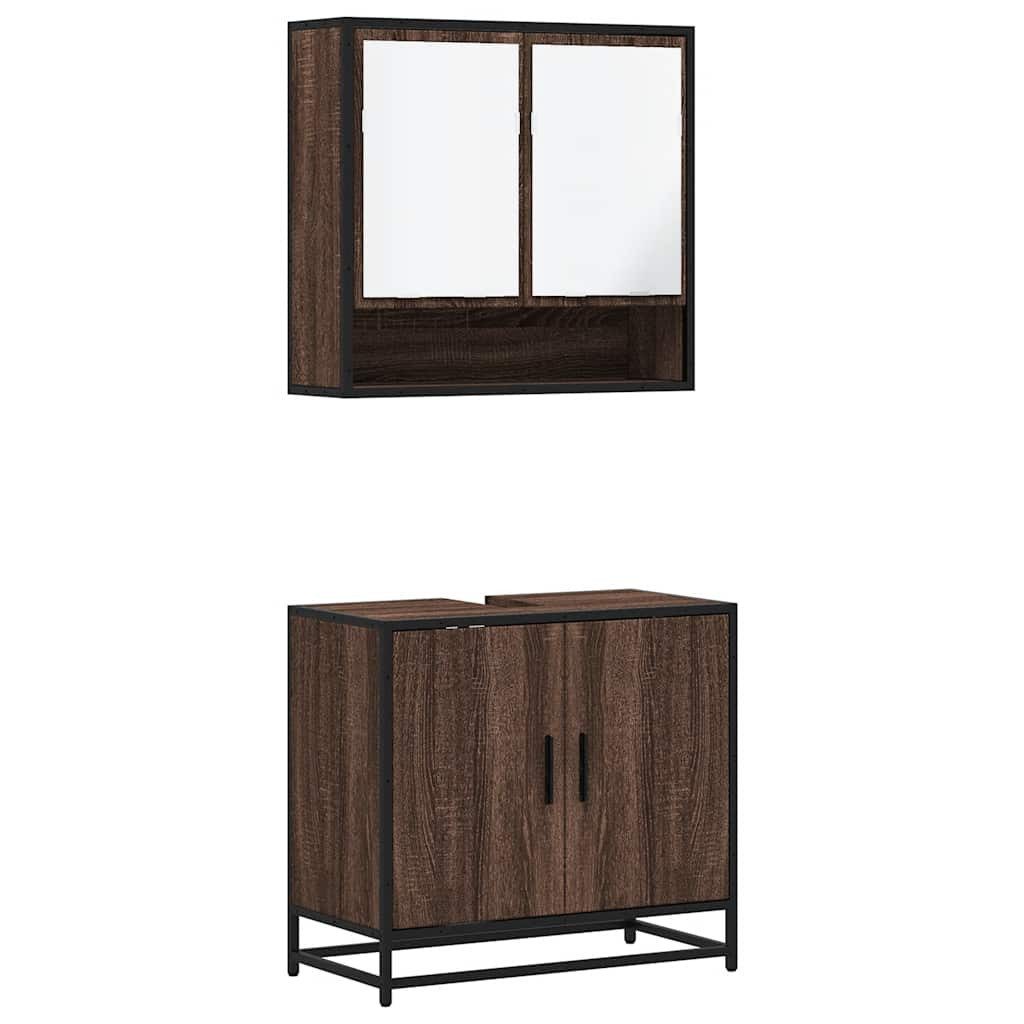 vidaXL Badezimmer-Set 2-tlg. Badmöbel-Set Braun Eichen-Optik günstig online kaufen