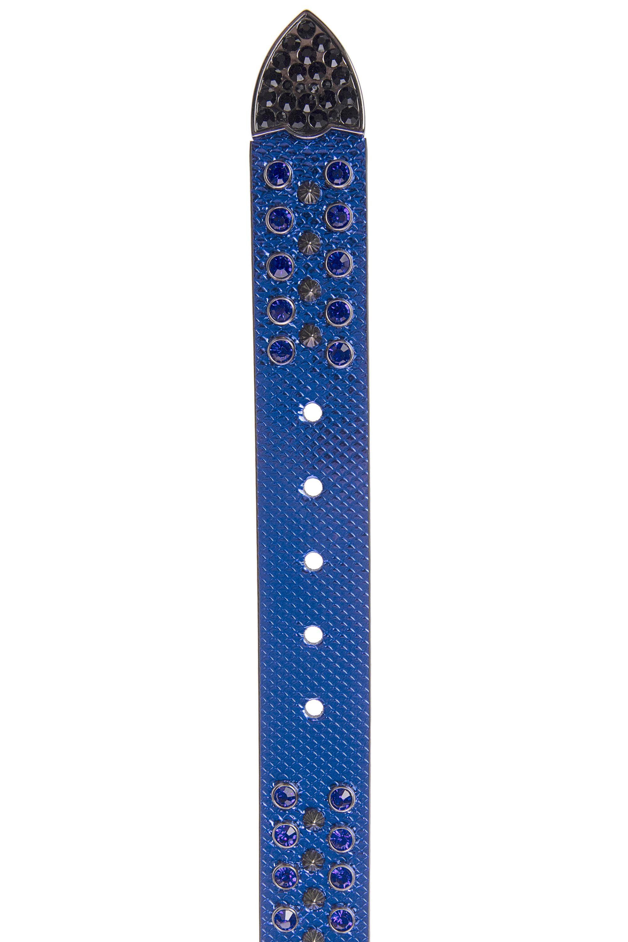 Ledergürtel mit blau Cipo trendigen & Baxx Glitzersteinchen